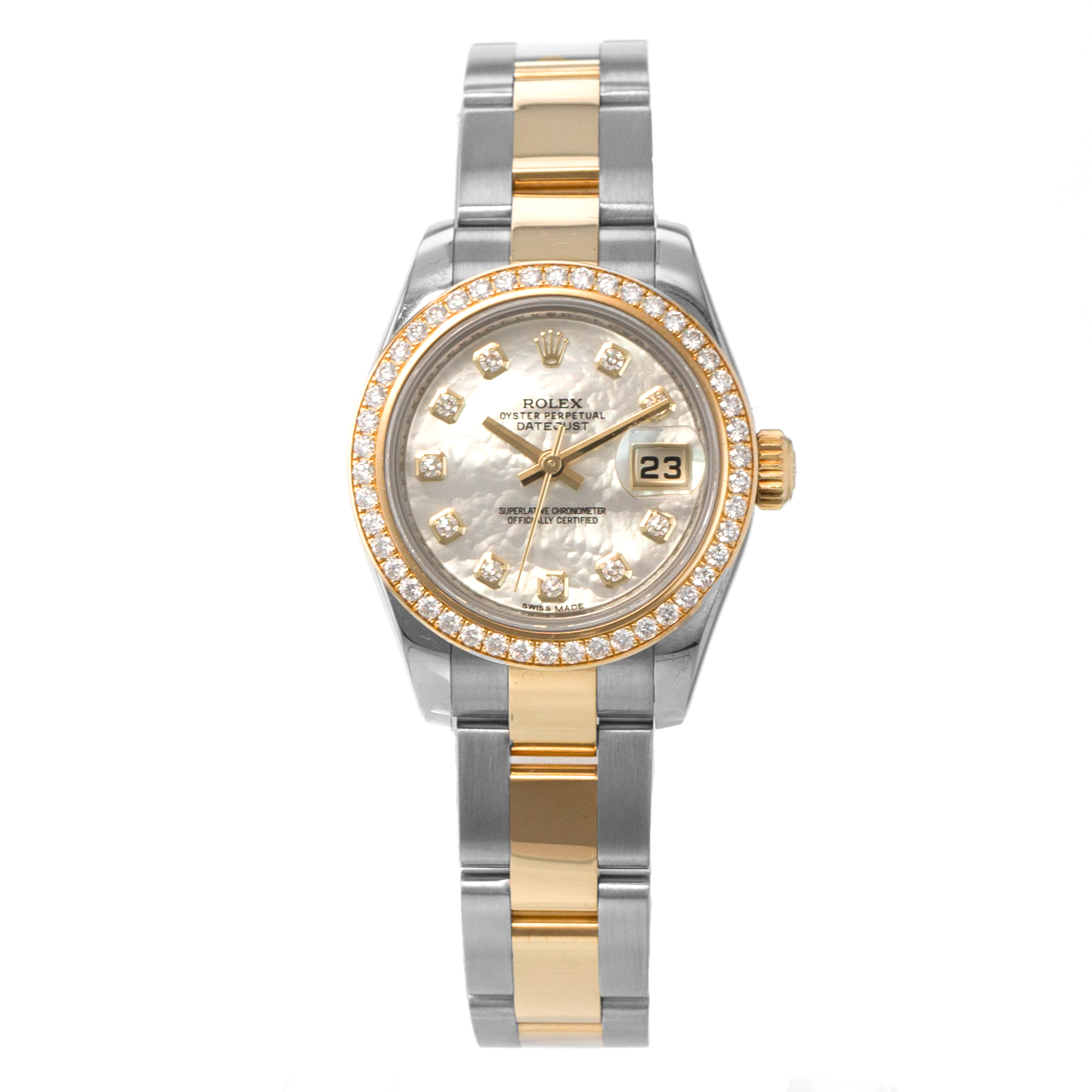 Rolex Datejust 26 179383 Mother of Pearl Diamond Yellow Gold Ladies Watch thumbnail 2