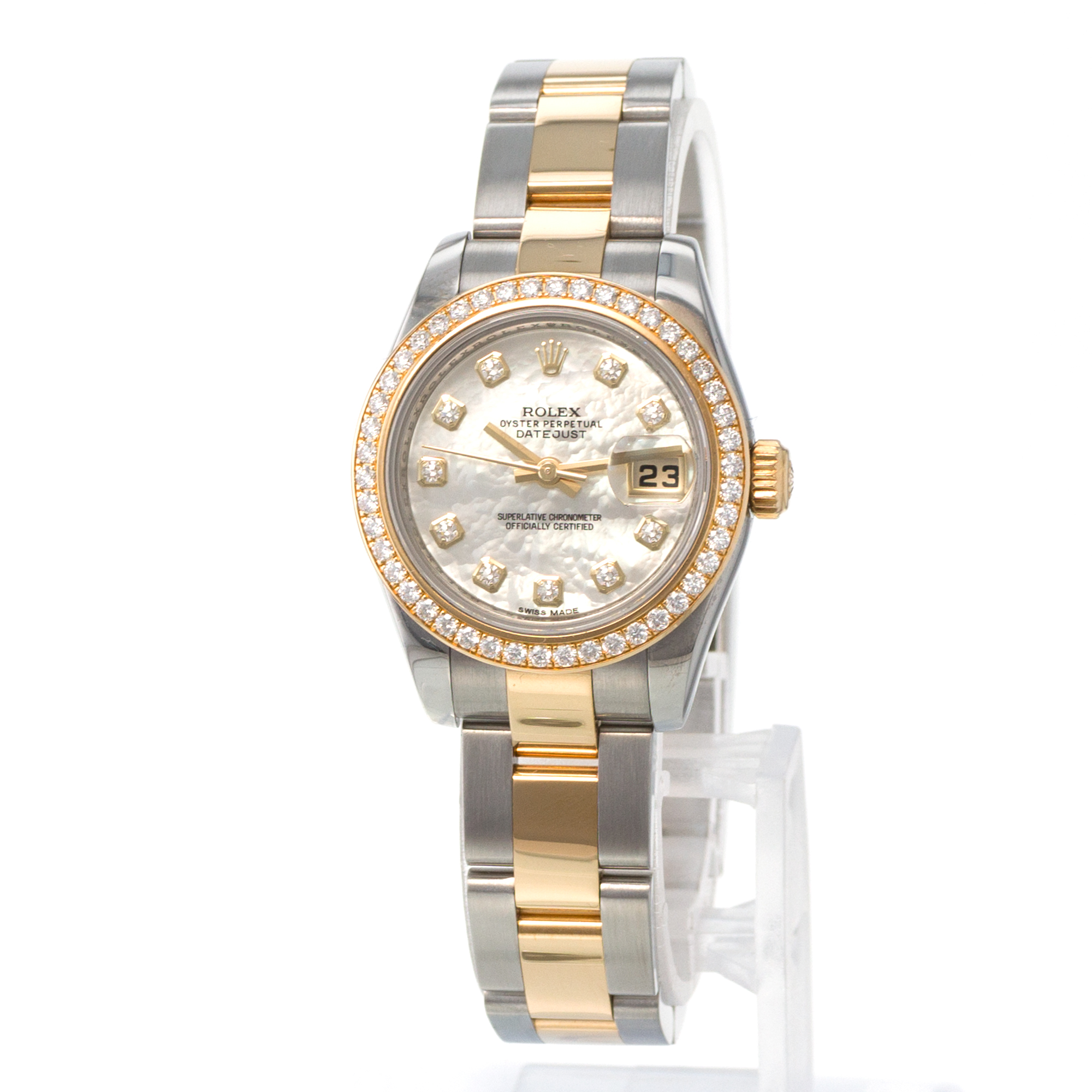Rolex Datejust 26 179383 Mother of Pearl Diamond Yellow Gold Ladies Watch thumbnail 4