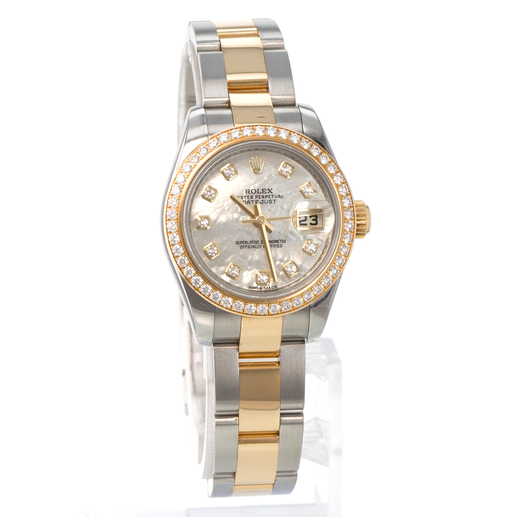 Rolex Datejust 26 179383 Mother of Pearl Diamond Yellow Gold Ladies Watch thumbnail 9
