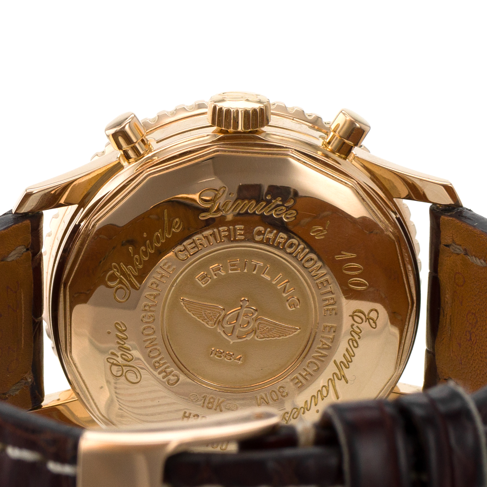 Breitling Navitimer H30330 Black Chronograph Yellow Gold Automatic Mens Watch thumbnail 10