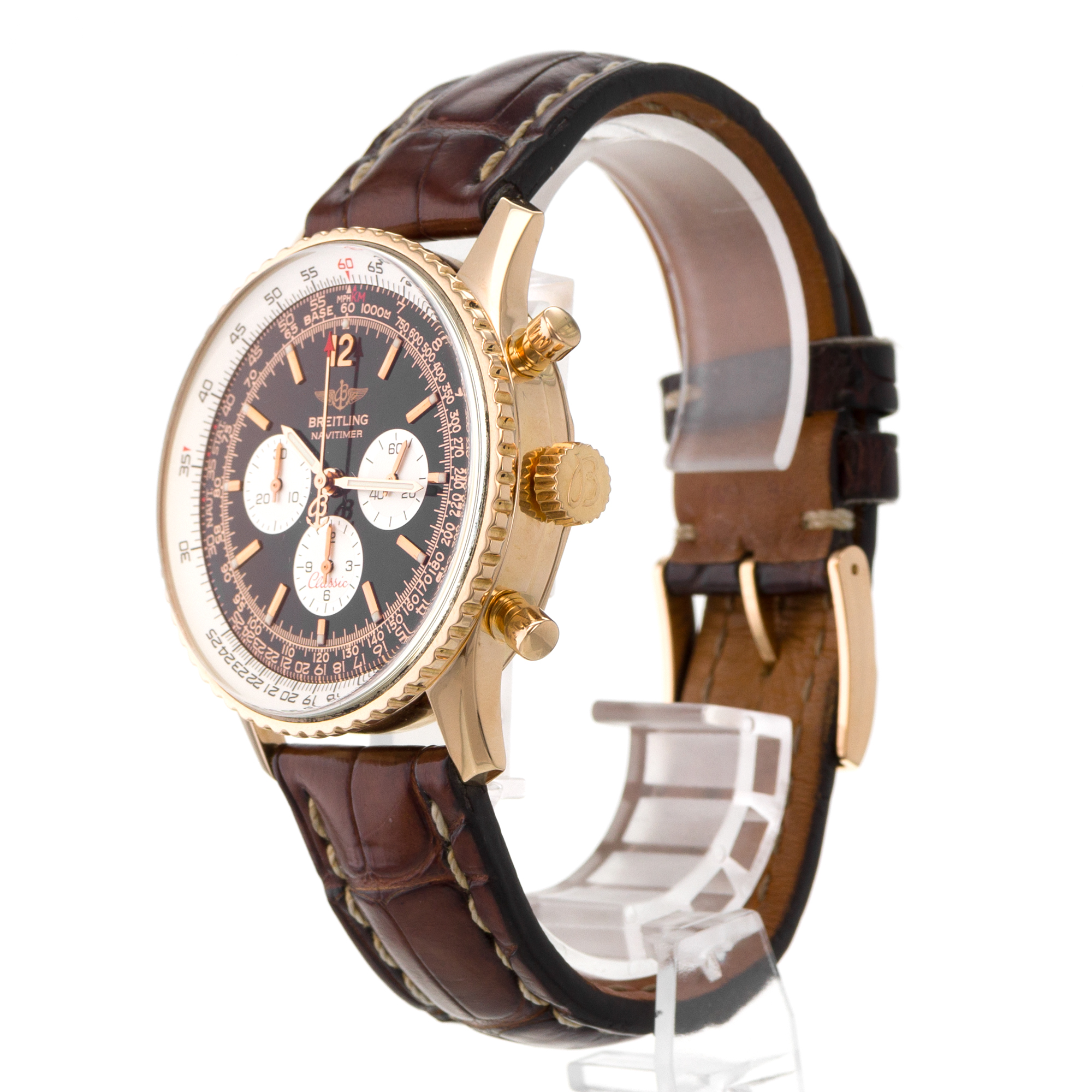 Breitling Navitimer H30330 Black Chronograph Yellow Gold Automatic Mens Watch thumbnail 4