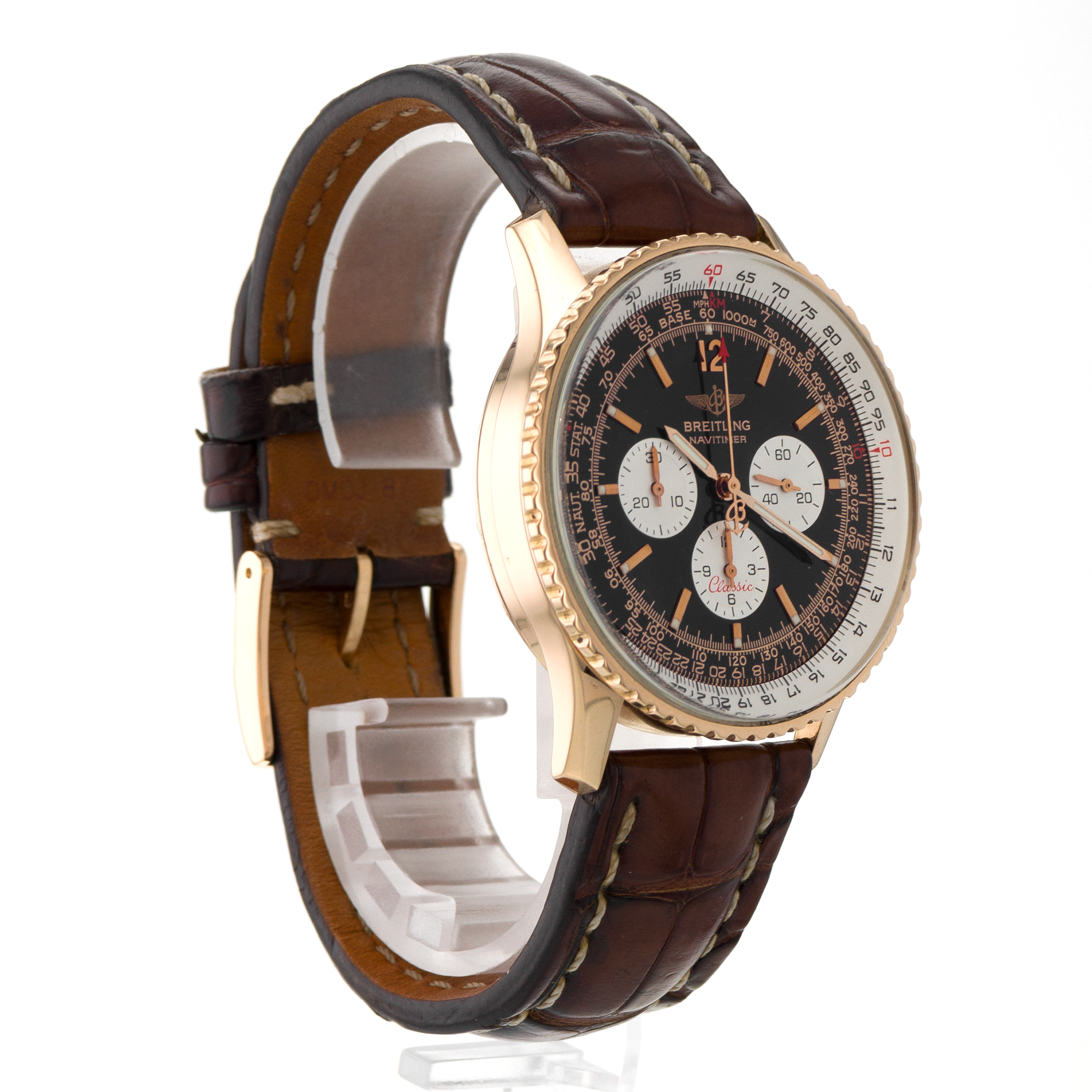 Breitling Navitimer H30330 Black Chronograph Yellow Gold Automatic Mens Watch thumbnail 7