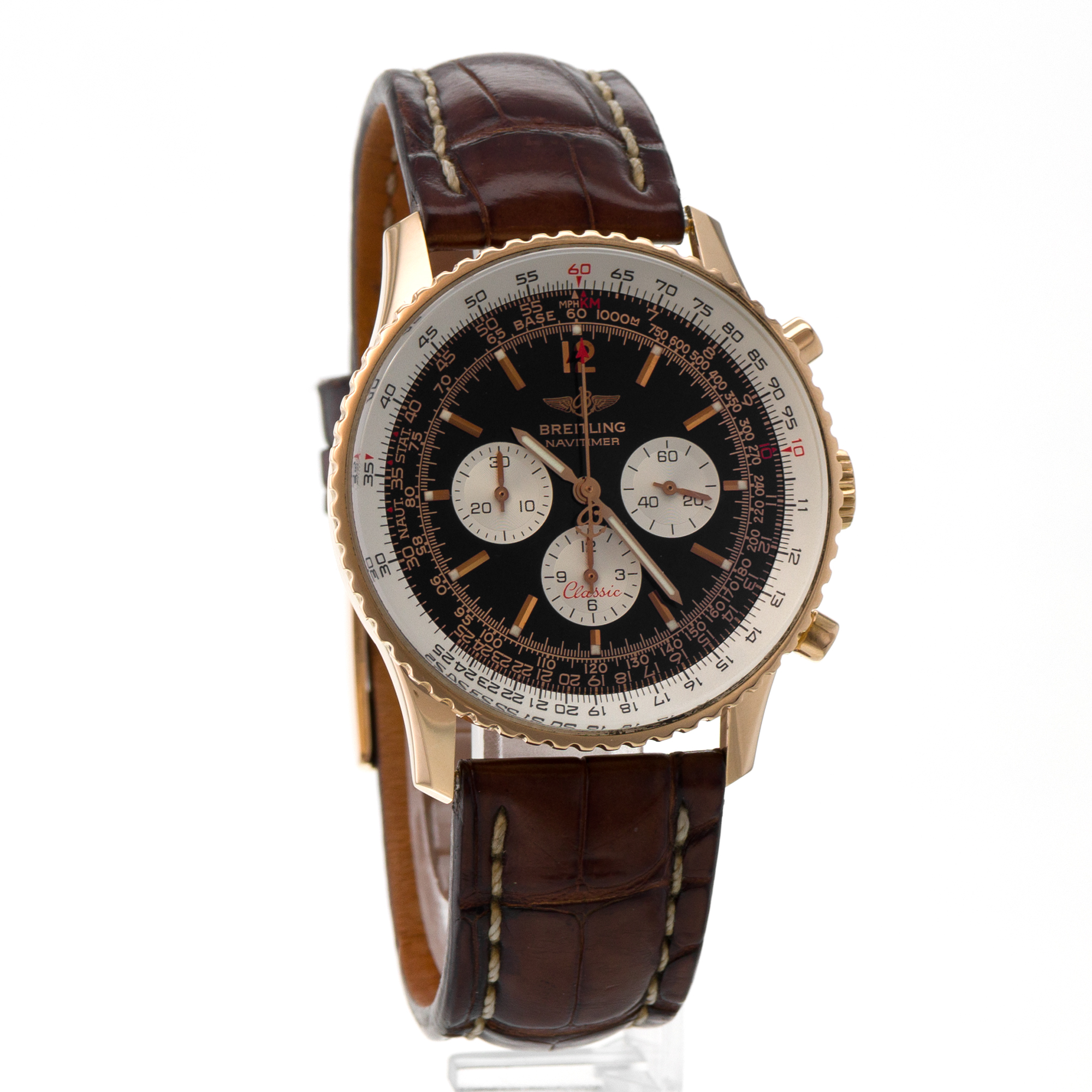 Breitling Navitimer H30330 Black Chronograph Yellow Gold Automatic Mens Watch thumbnail 8