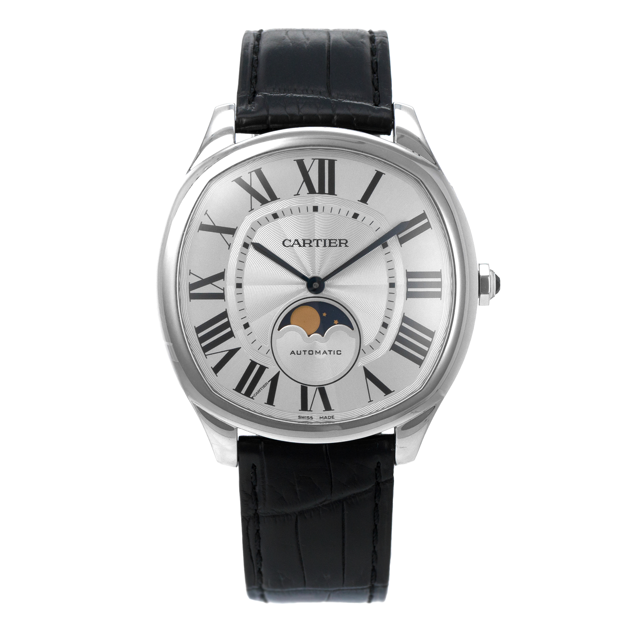 Cartier Drive de Cartier WSNM0008 3978 Moon Phase Silver Roman Steel Mens Watch thumbnail 2
