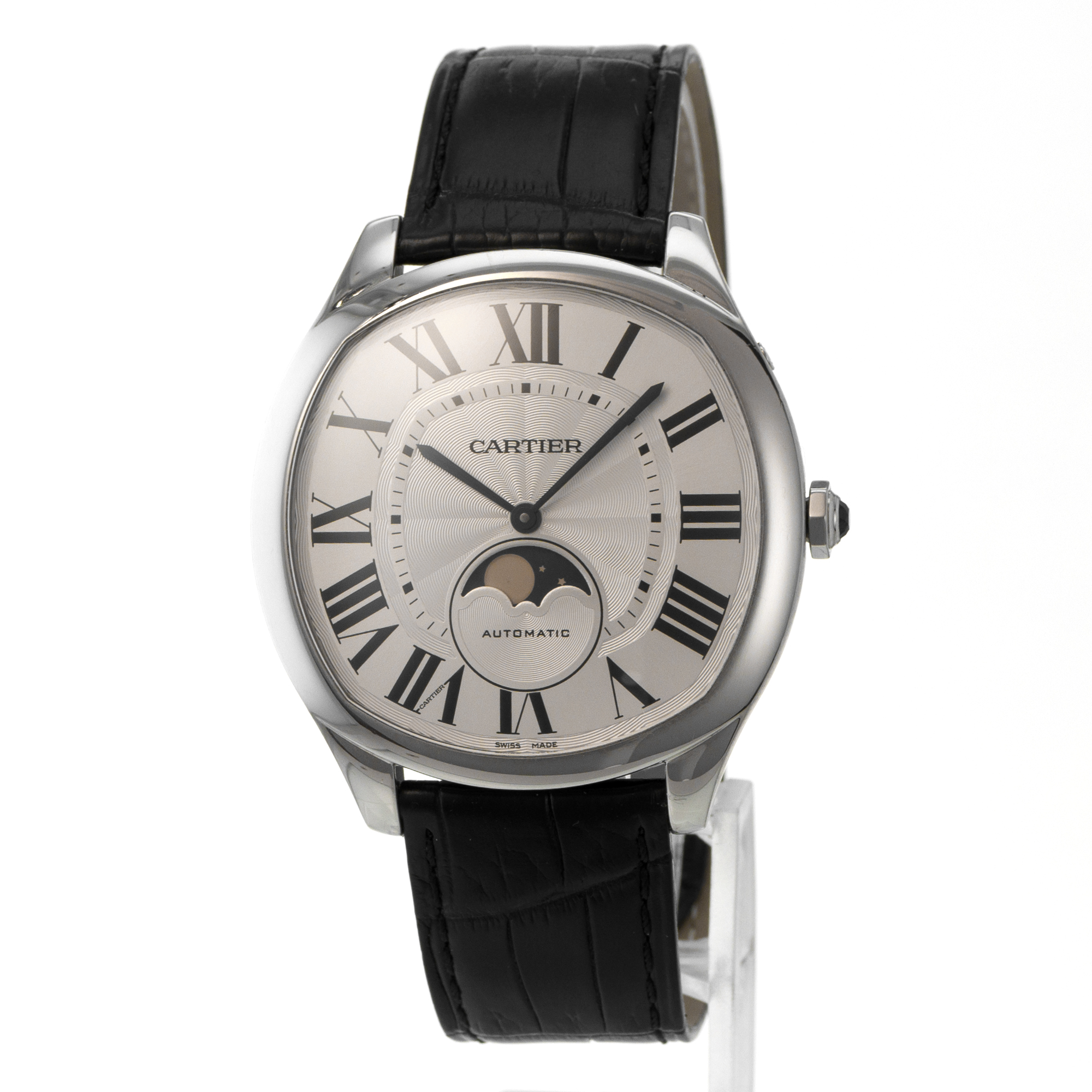 Cartier Drive de Cartier WSNM0008 3978 Moon Phase Silver Roman Steel Mens Watch thumbnail 4