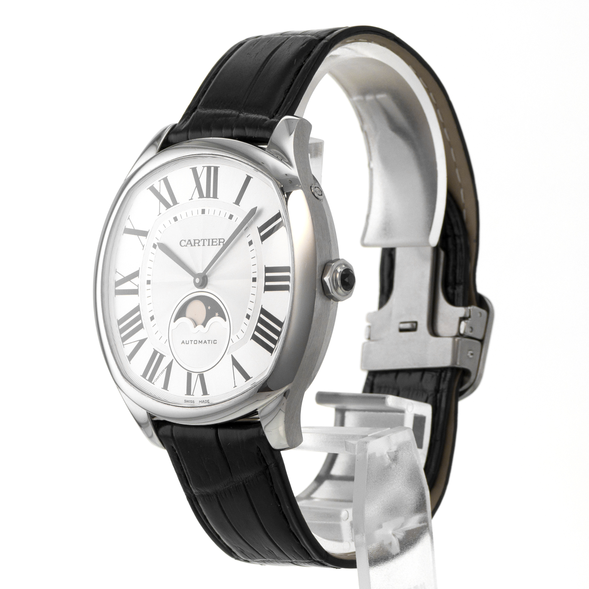 Cartier Drive de Cartier WSNM0008 3978 Moon Phase Silver Roman Steel Mens Watch thumbnail 5