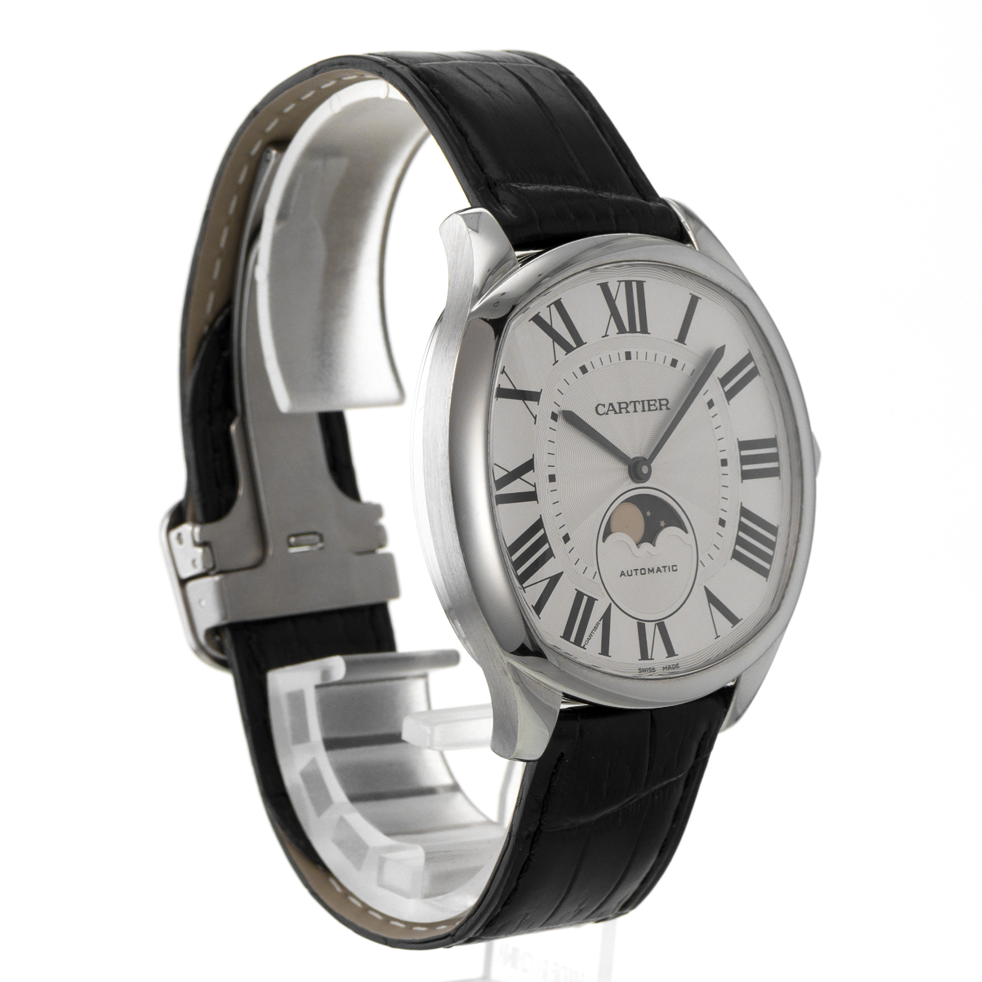 Cartier Drive de Cartier WSNM0008 3978 Moon Phase Silver Roman Steel Mens Watch thumbnail 8