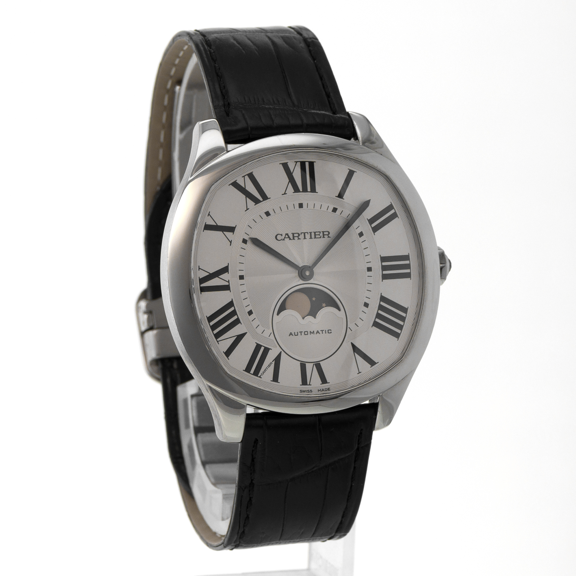 Cartier Drive de Cartier WSNM0008 3978 Moon Phase Silver Roman Steel Mens Watch thumbnail 9