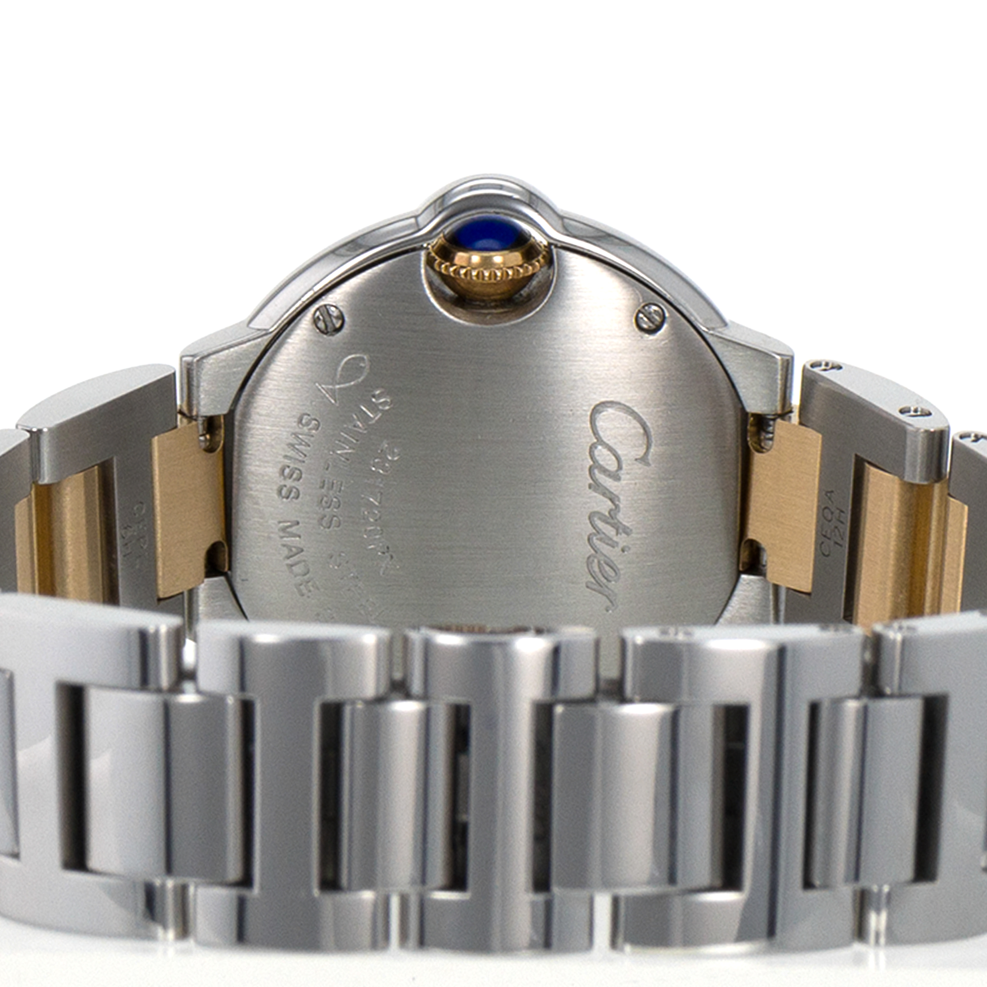 Cartier Ballon Bleu 28 W69007Z3 3009 Silver Roman Steel Gold Quartz Ladies Watch thumbnail 10