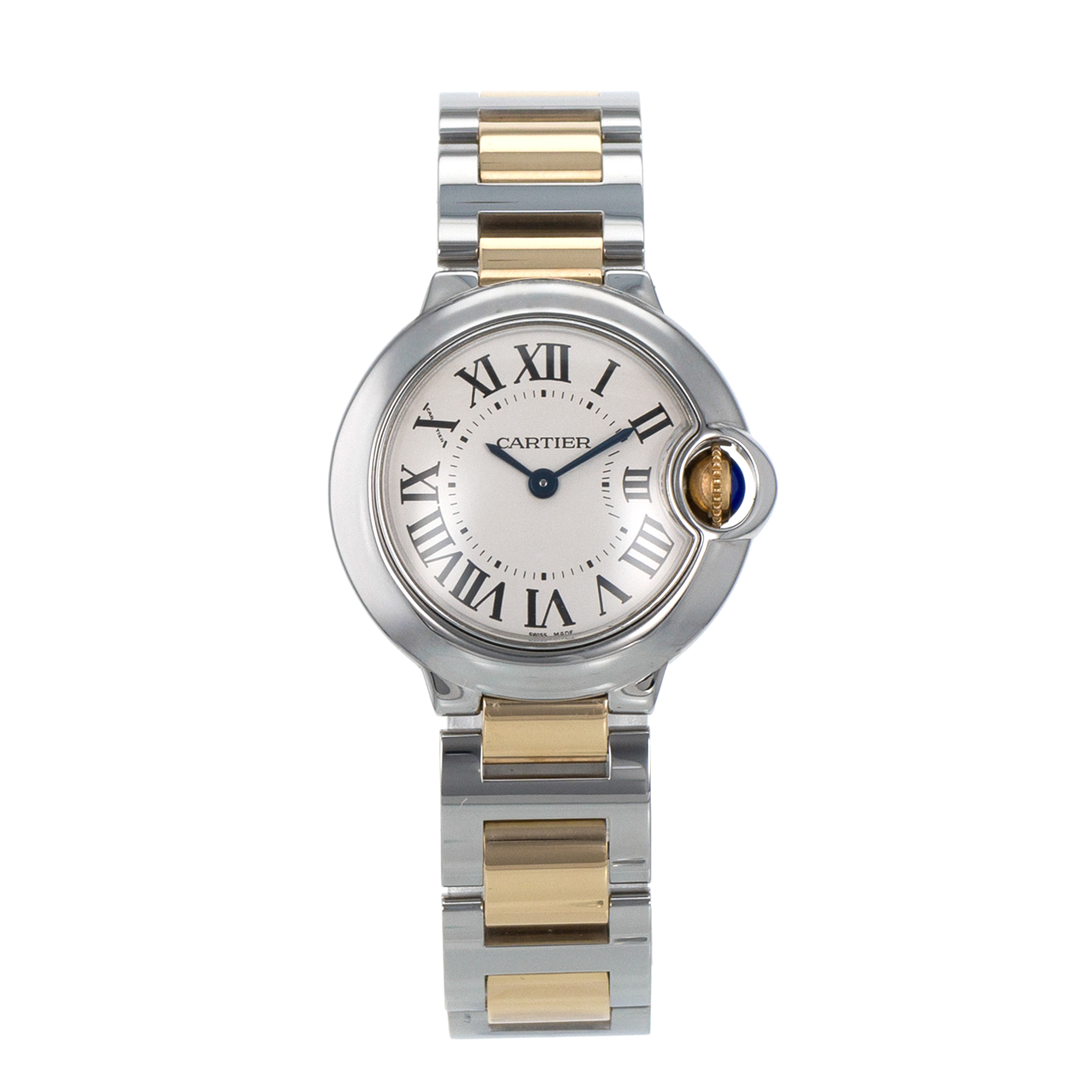 Cartier Ballon Bleu 28 W69007Z3 3009 Silver Roman Steel Gold Quartz Ladies Watch thumbnail 2