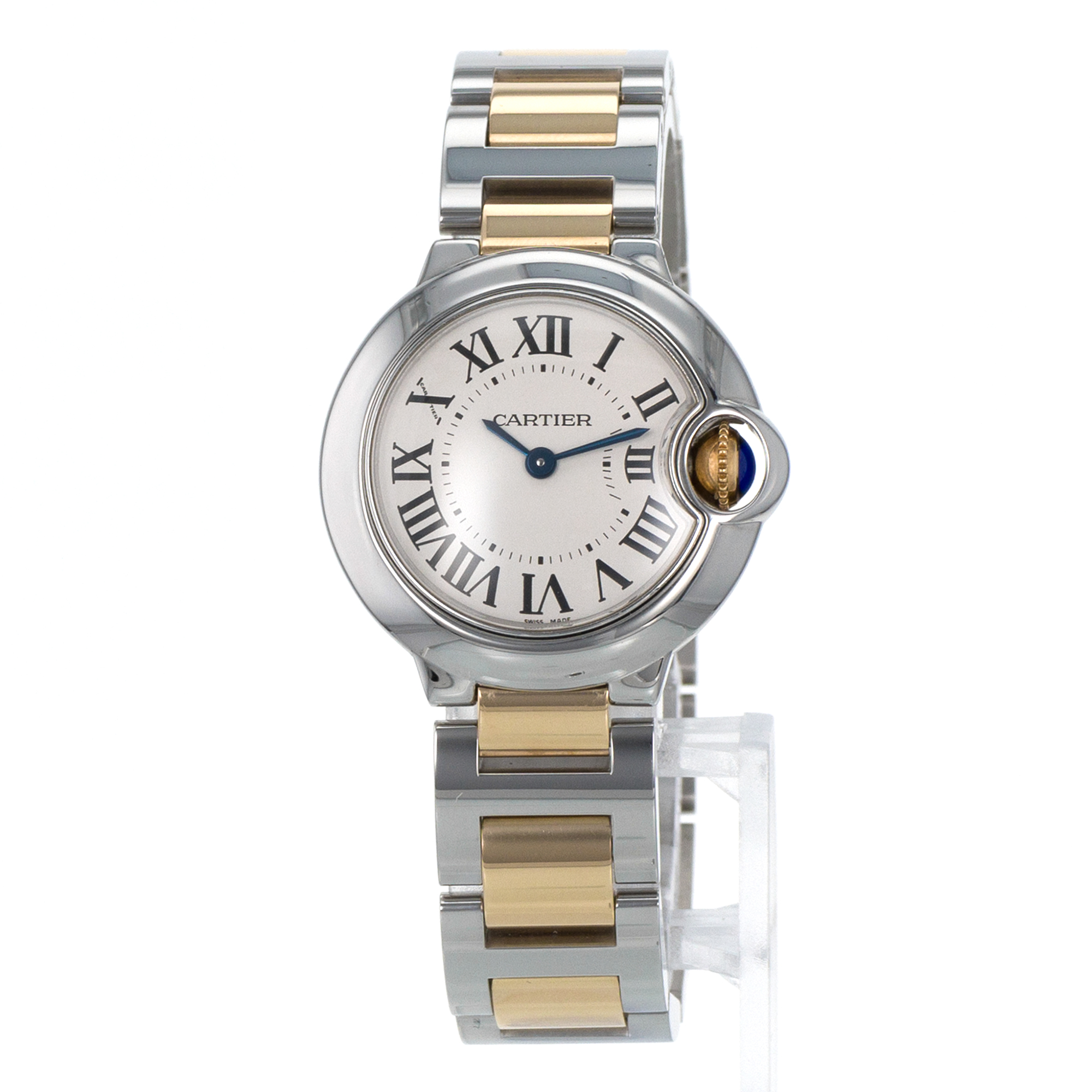 Cartier Ballon Bleu 28 W69007Z3 3009 Silver Roman Steel Gold Quartz Ladies Watch thumbnail 3