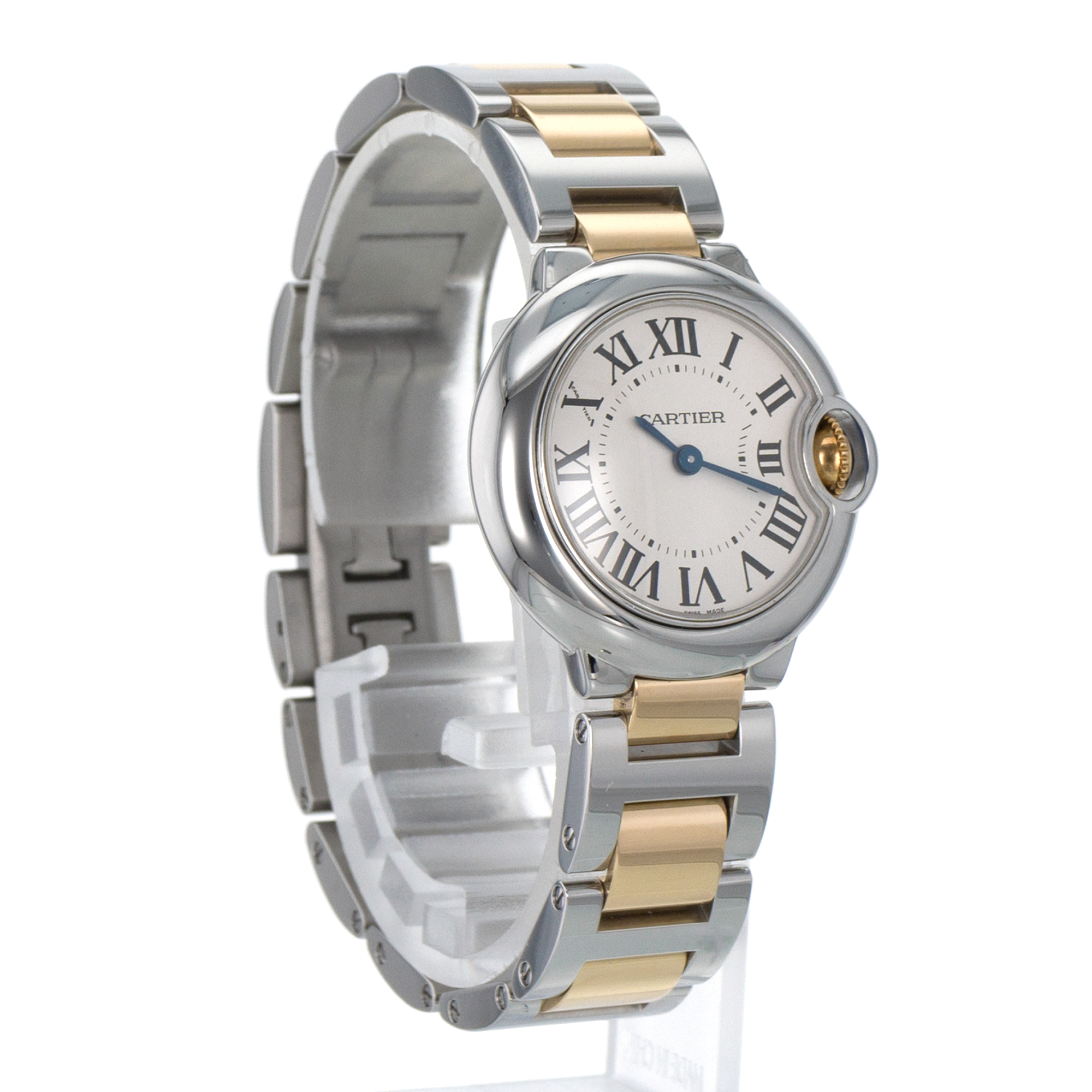 Cartier Ballon Bleu 28 W69007Z3 3009 Silver Roman Steel Gold Quartz Ladies Watch thumbnail 7