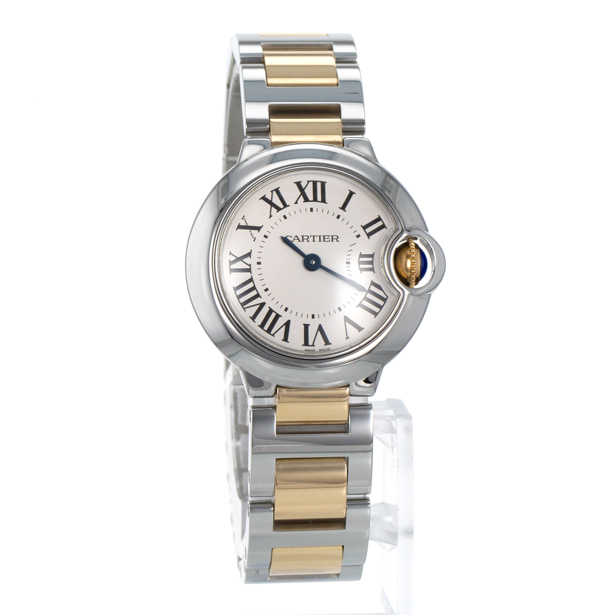 Cartier Ballon Bleu 28 W69007Z3 3009 Silver Roman Steel Gold Quartz Ladies Watch thumbnail 8
