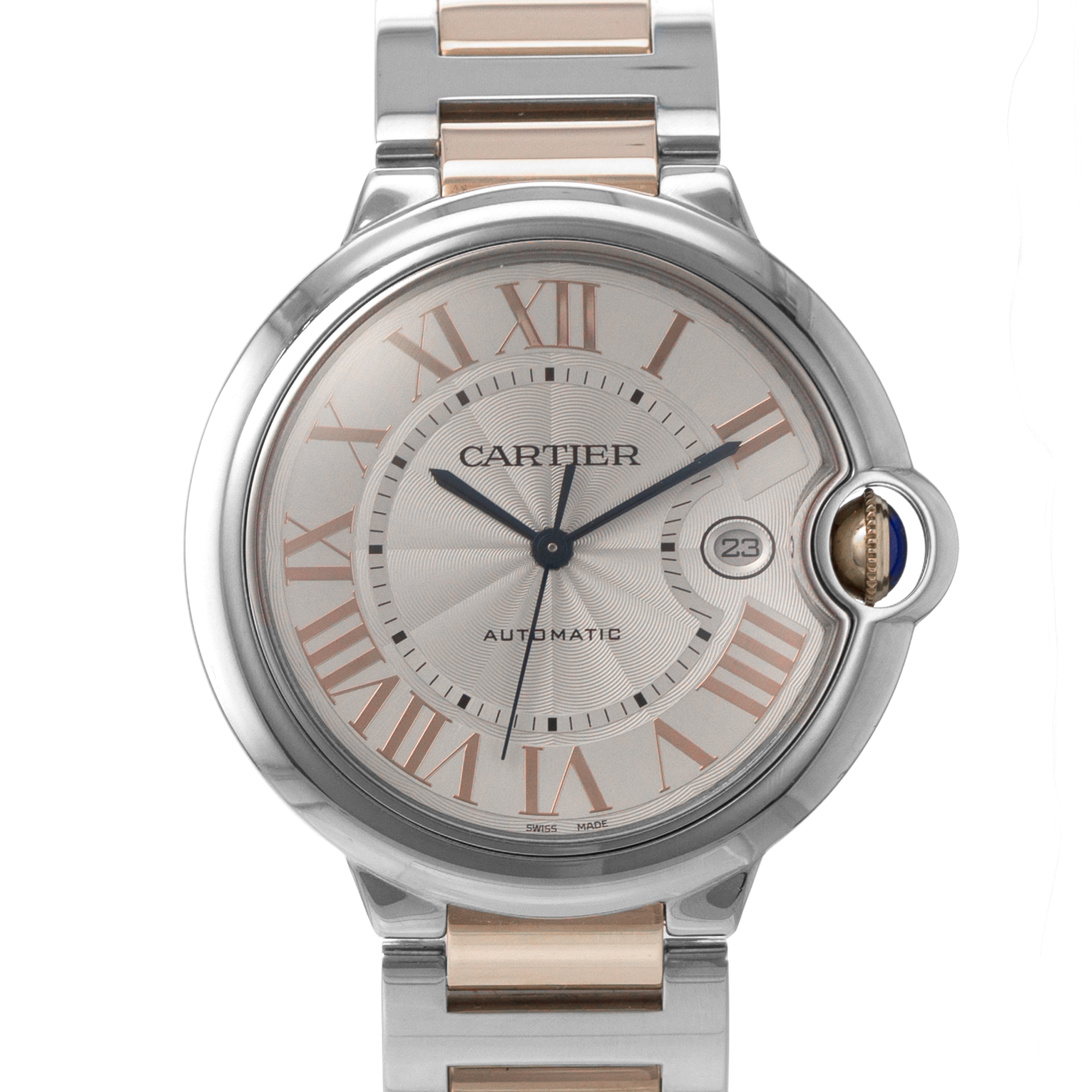 Cartier Ballon Bleu 42mm W6920095 3765 Roman 18k Rose Gold Steel Mens Watch thumbnail 1