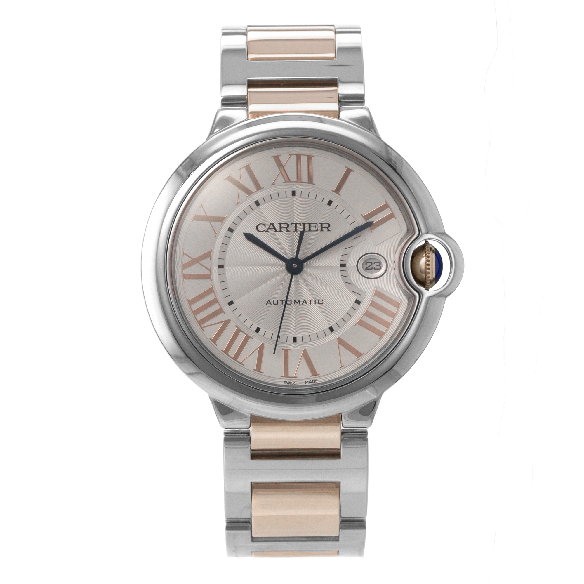 Cartier Ballon Bleu 42mm W6920095 3765 Roman 18k Rose Gold Steel Mens Watch thumbnail 2