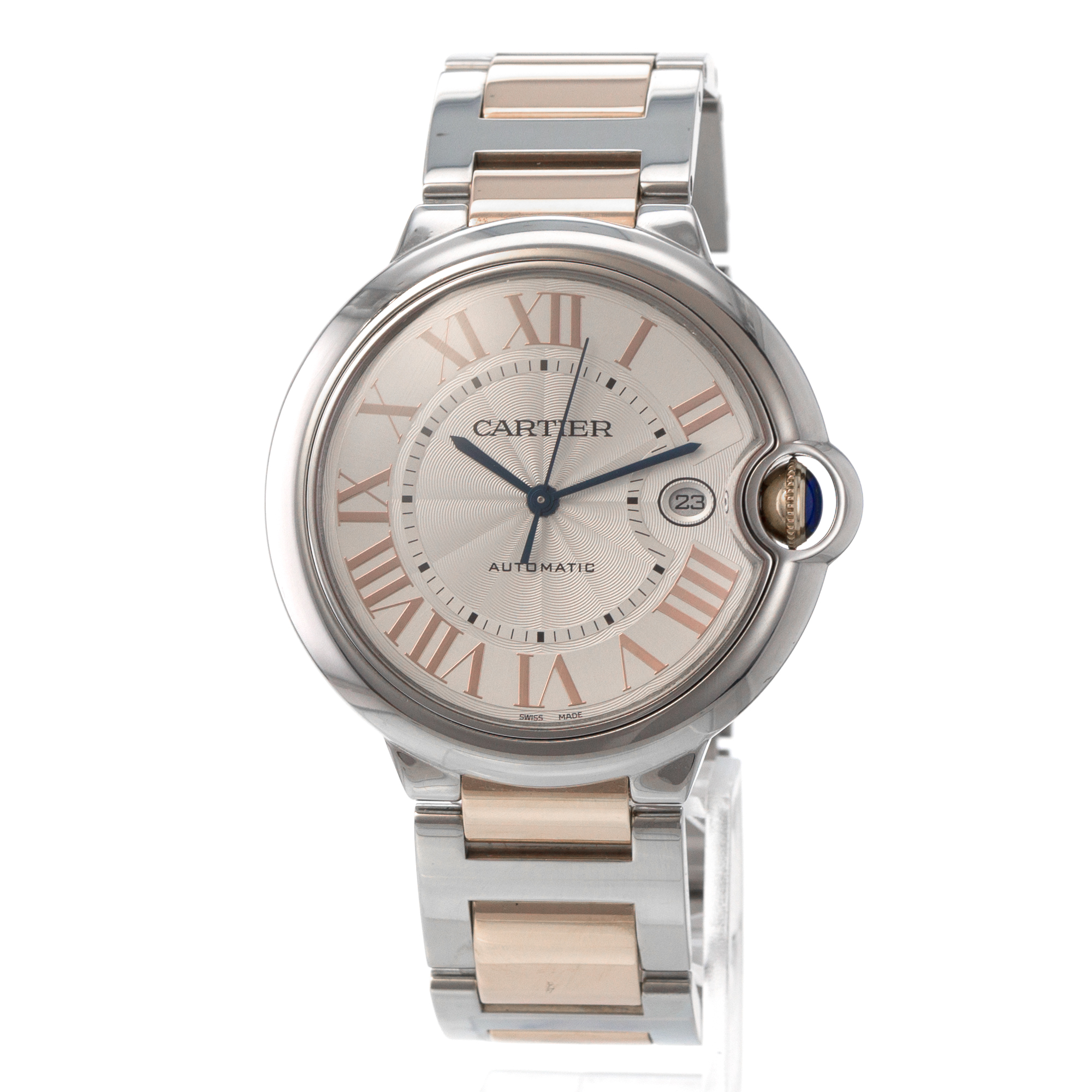 Cartier Ballon Bleu 42mm W6920095 3765 Roman 18k Rose Gold Steel Mens Watch thumbnail 3