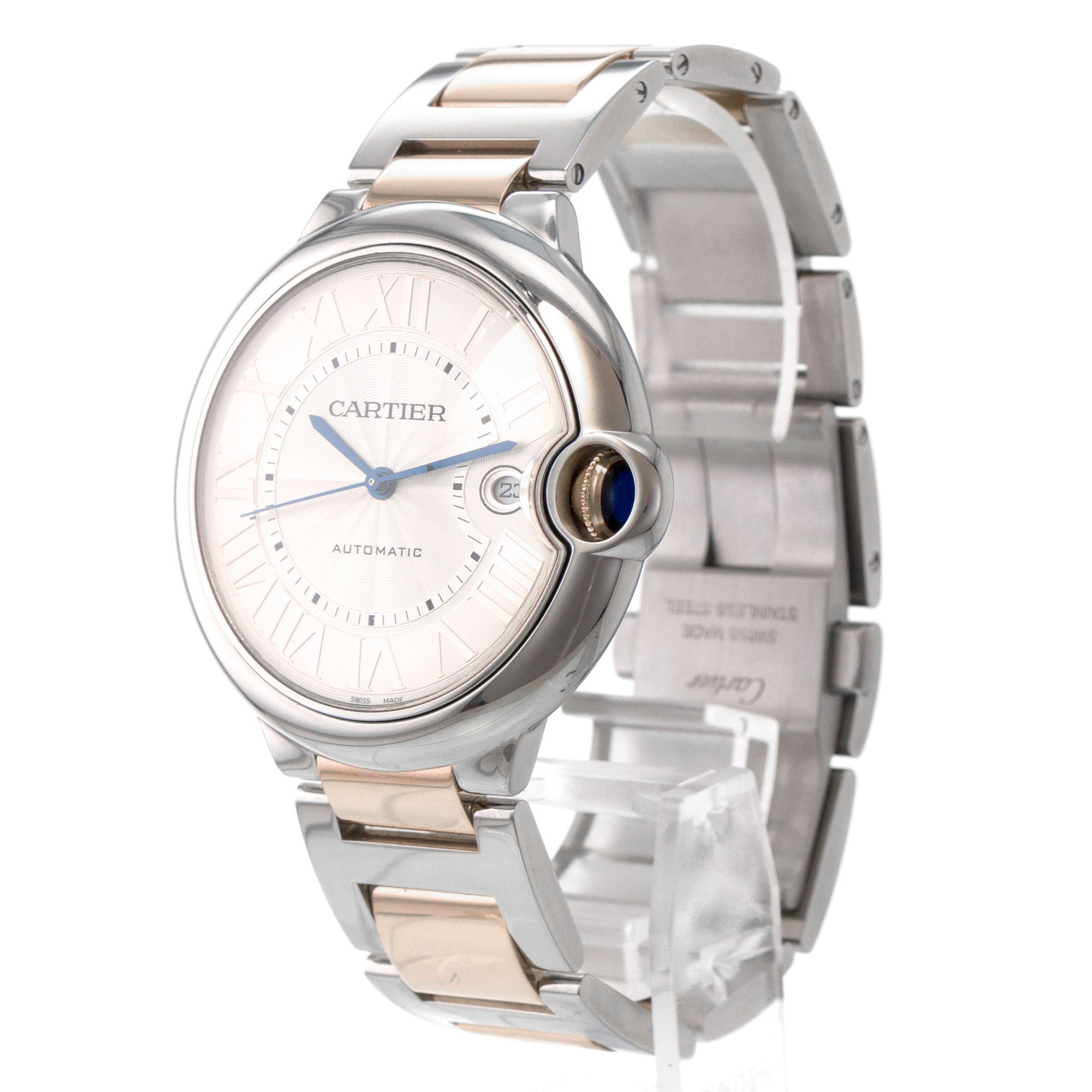 Cartier Ballon Bleu 42mm W6920095 3765 Roman 18k Rose Gold Steel Mens Watch thumbnail 4