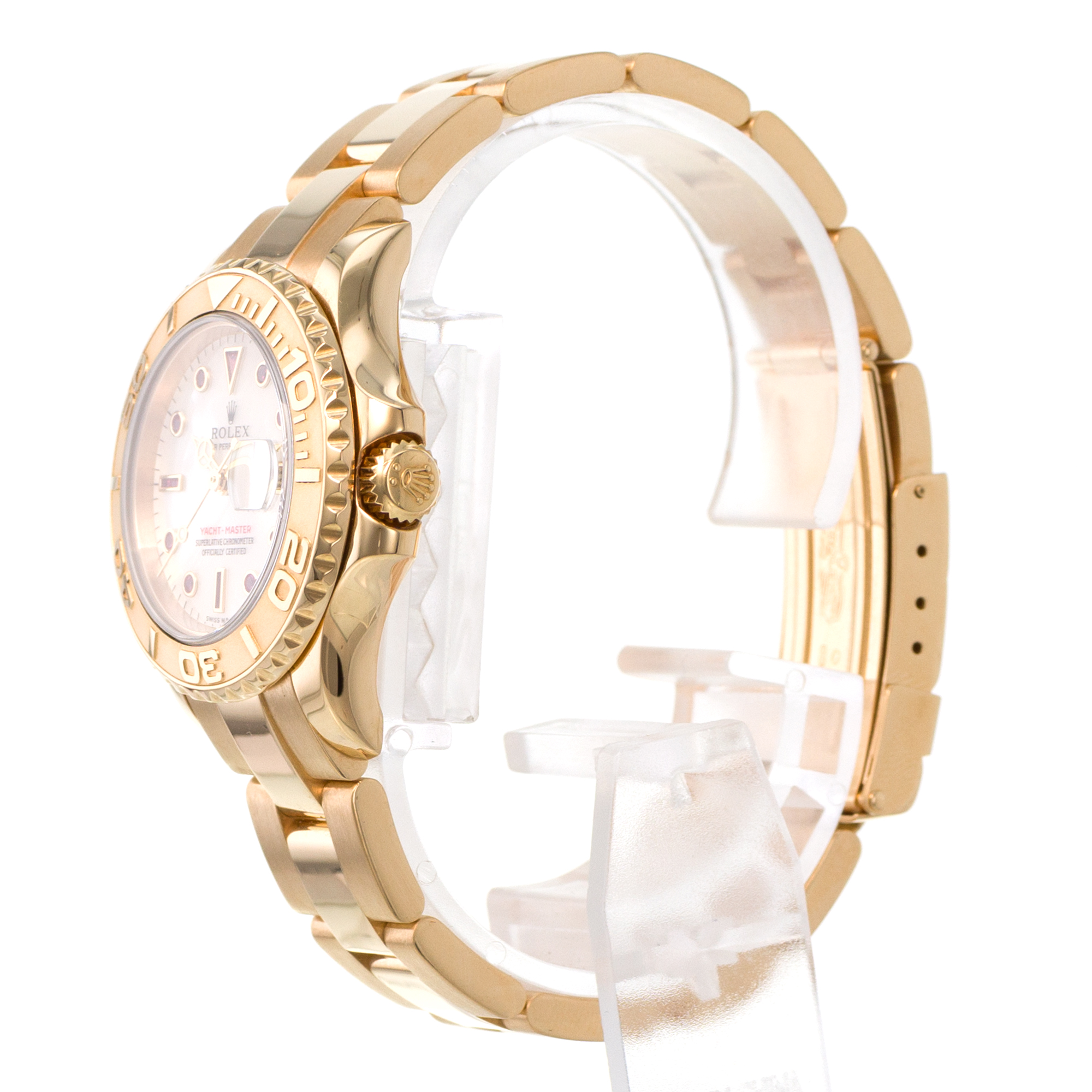 Rolex Yacht-Master 169628 29mm Mother of Pearl Ruby Yellow Gold Ladies Watch thumbnail 5