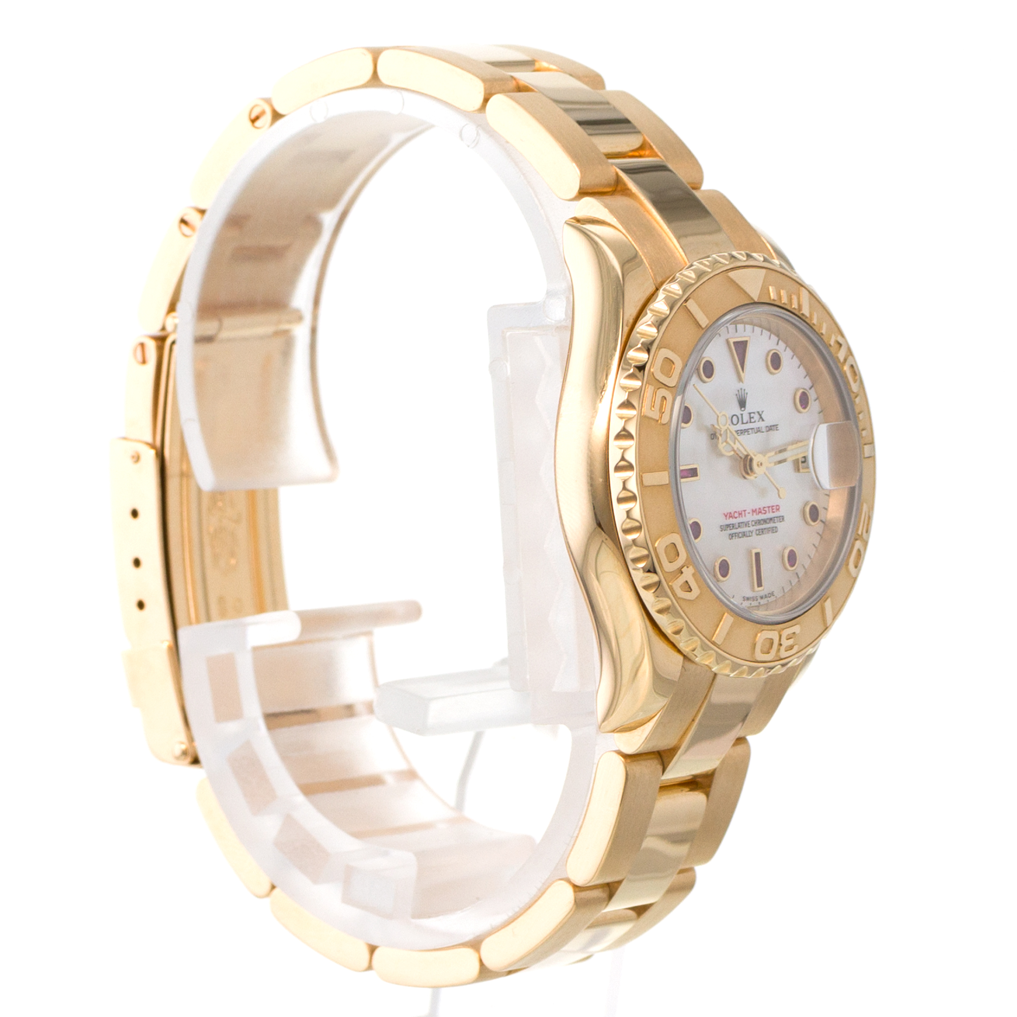 Rolex Yacht-Master 169628 29mm Mother of Pearl Ruby Yellow Gold Ladies Watch thumbnail 6