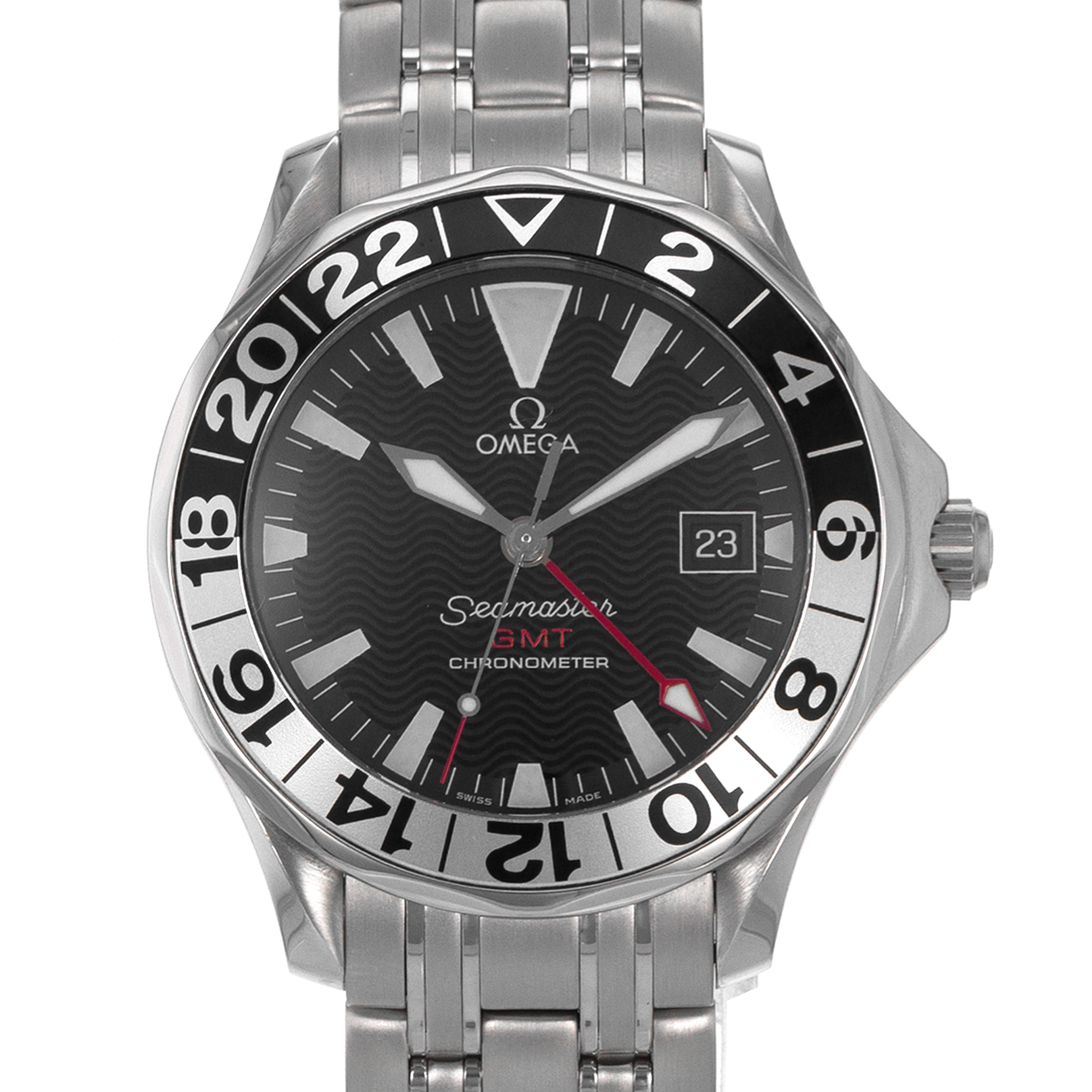 Omega Seamaster 25345000 41mm Full Size Black GMT Steel Automatic Mens Watch thumbnail 1