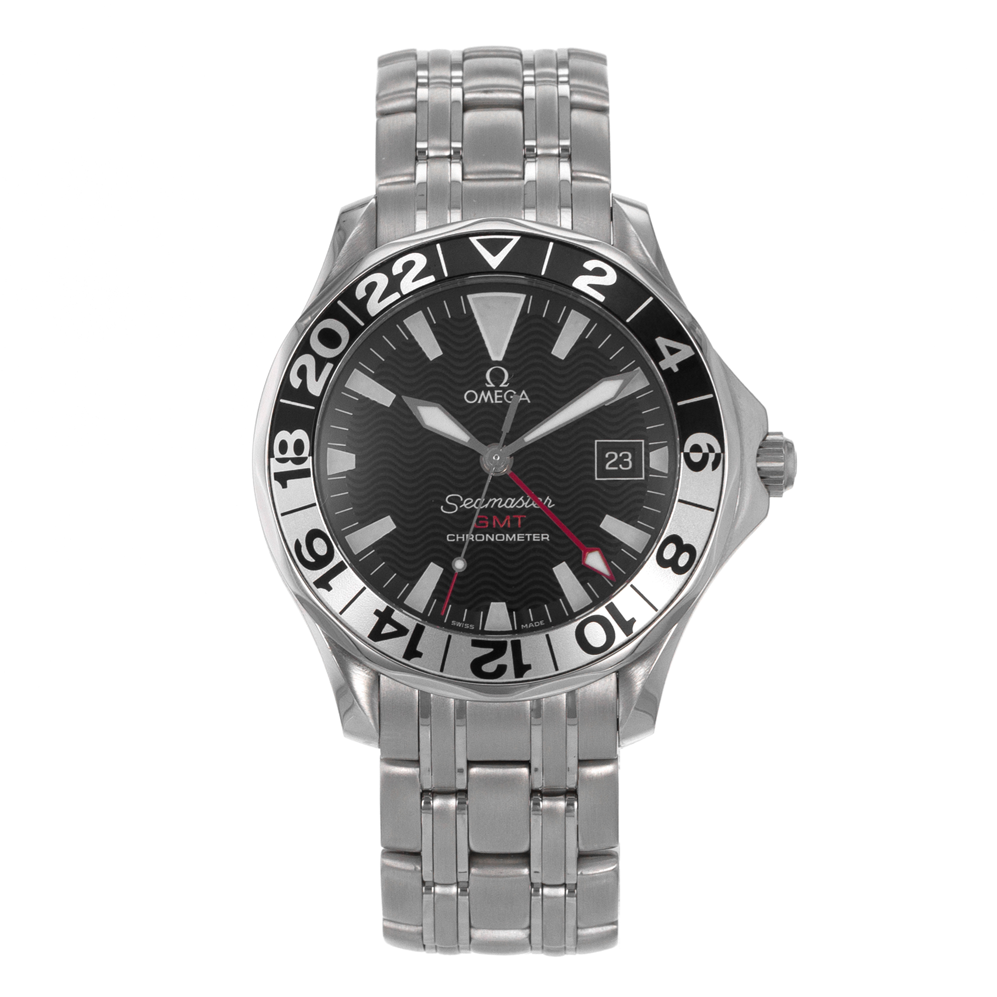 Omega Seamaster 25345000 41mm Full Size Black GMT Steel Automatic Mens Watch thumbnail 2