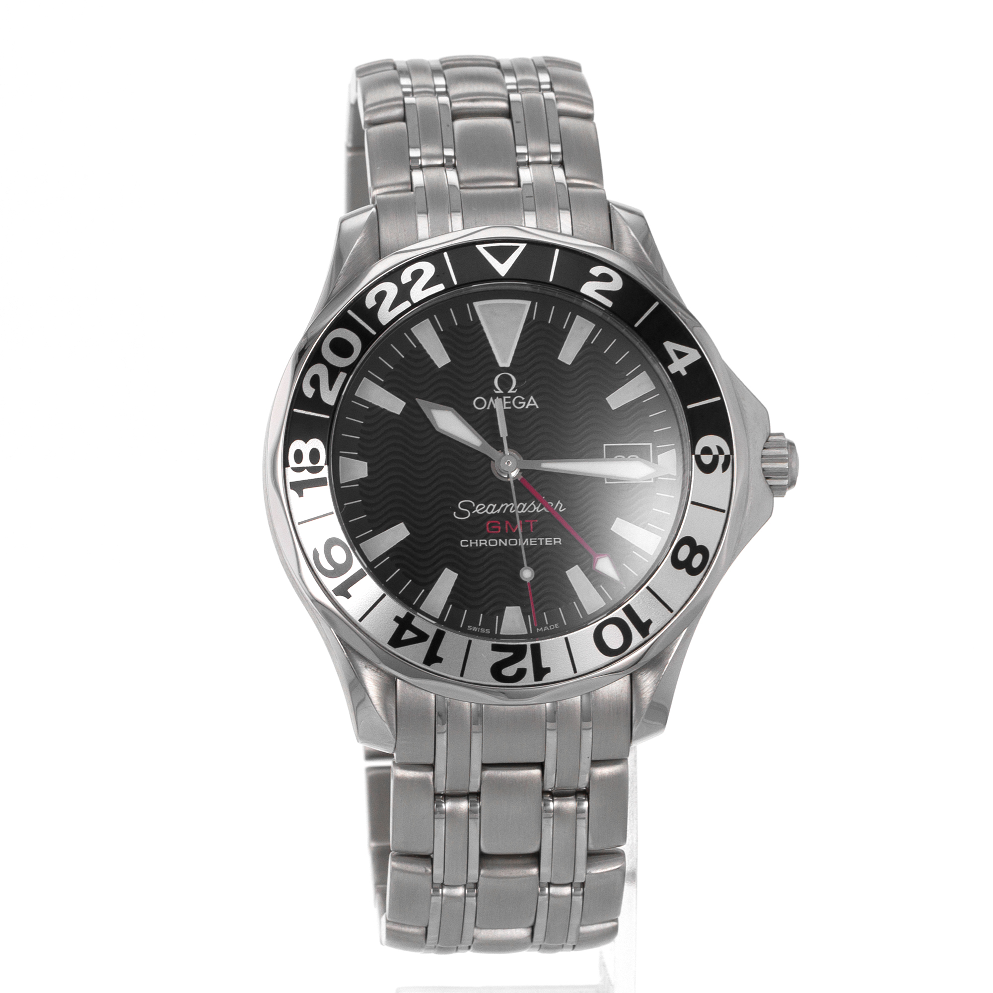 Omega Seamaster 25345000 41mm Full Size Black GMT Steel Automatic Mens Watch thumbnail 8