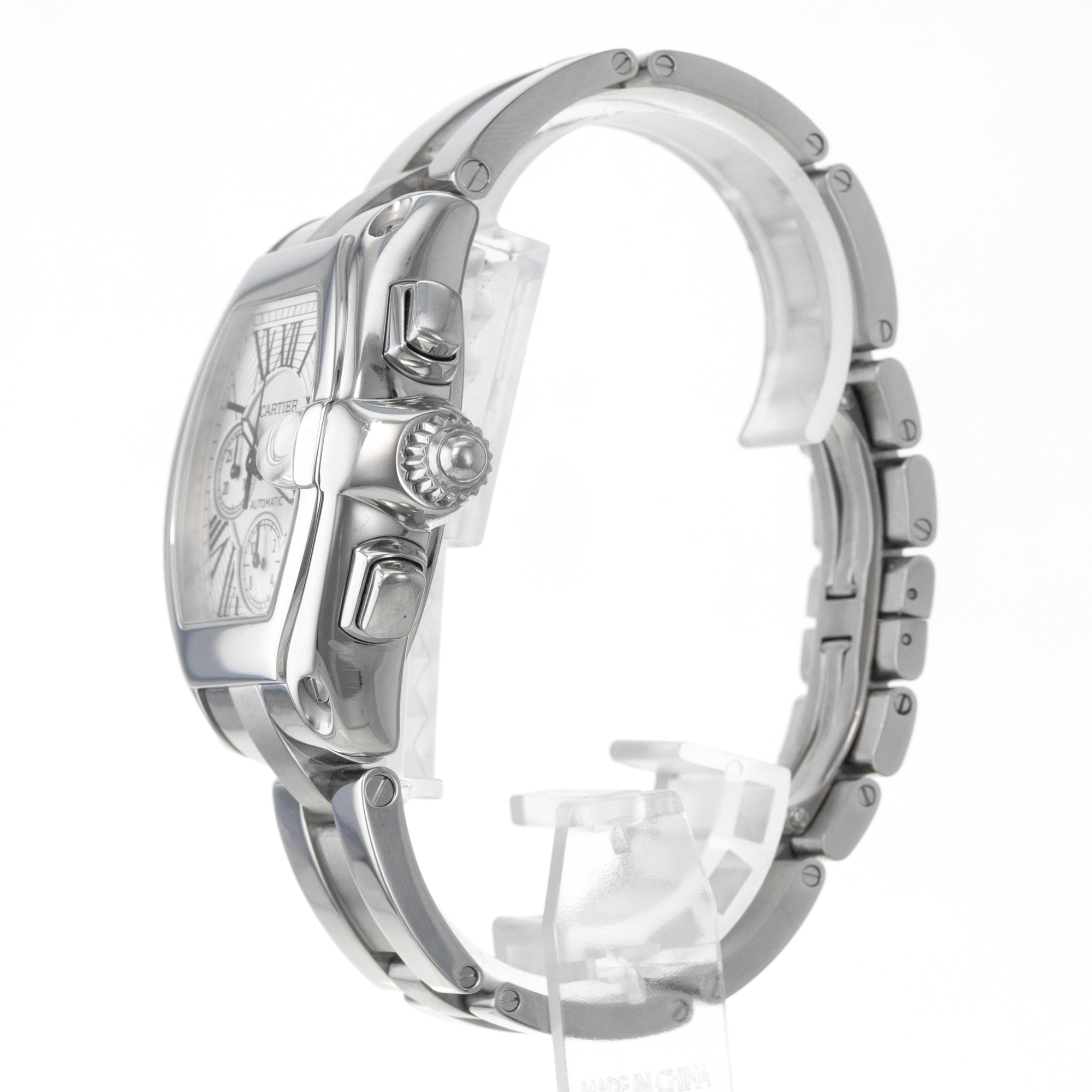 Cartier Roadster W62019X6 2618 Chronograph Silver Roman Mens Watch thumbnail 6