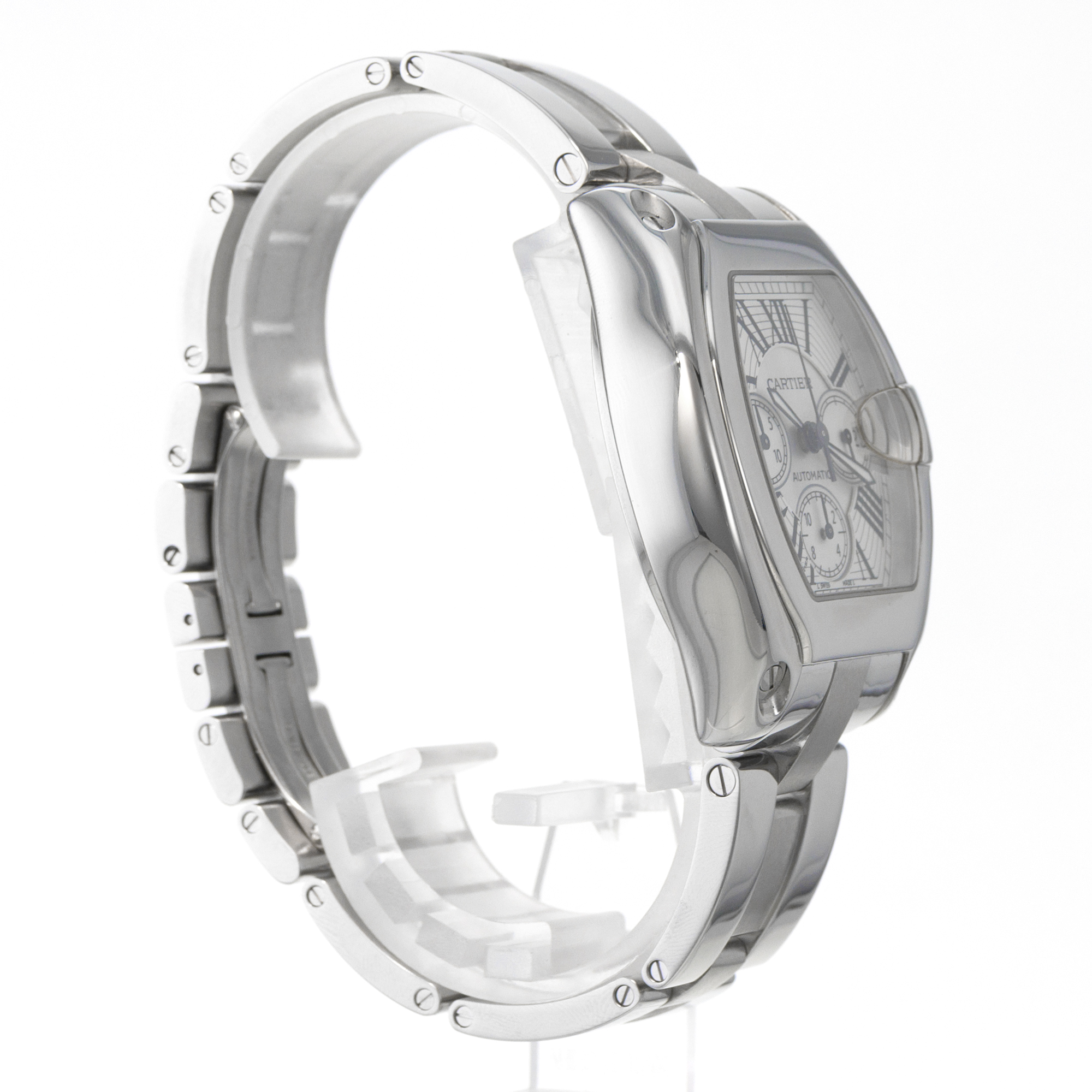 Cartier Roadster W62019X6 2618 Chronograph Silver Roman Mens Watch thumbnail 7
