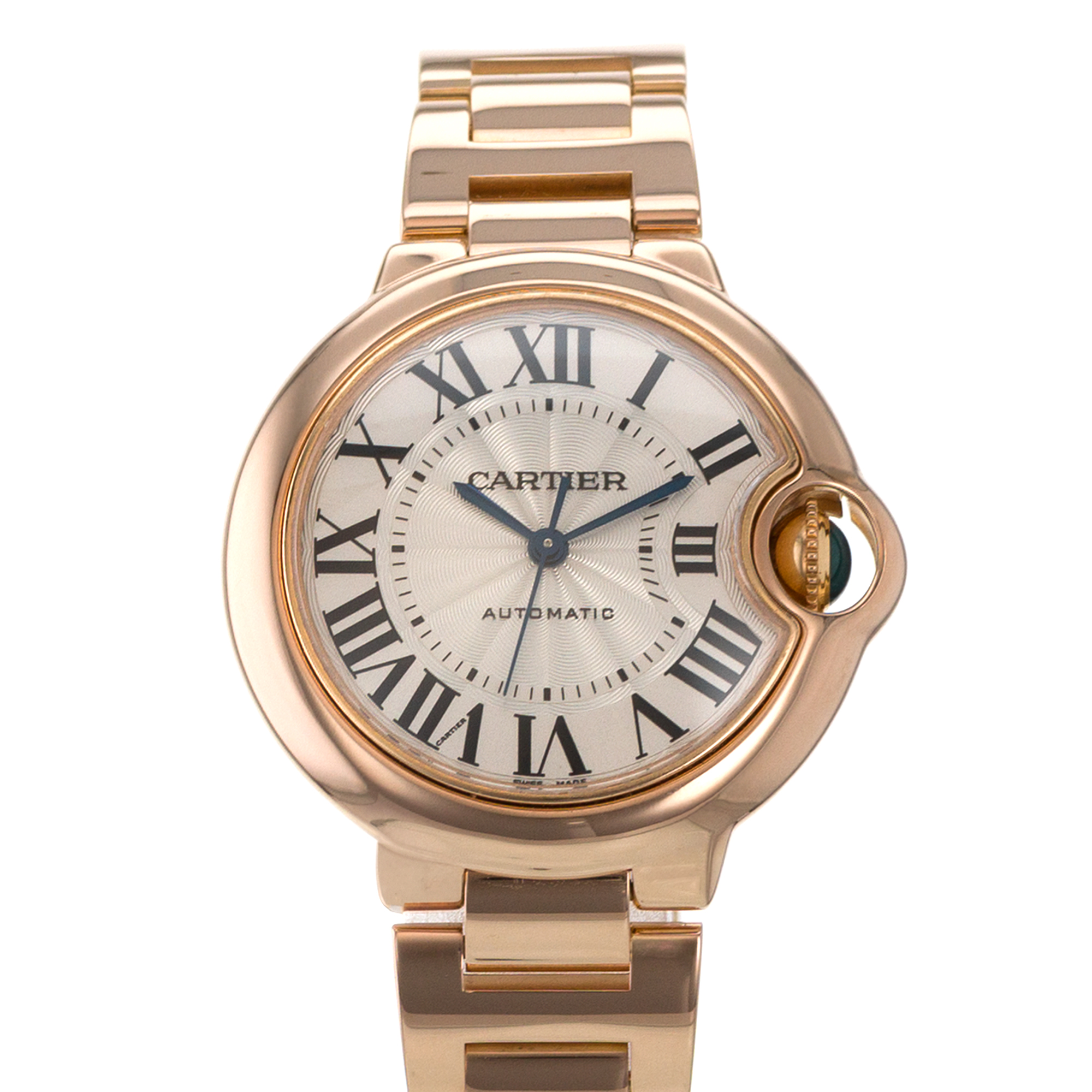 Cartier Ballon Bleu 33mm W6920068 3490 Silver Roman 18k Rose Gold Ladies Watch thumbnail 1