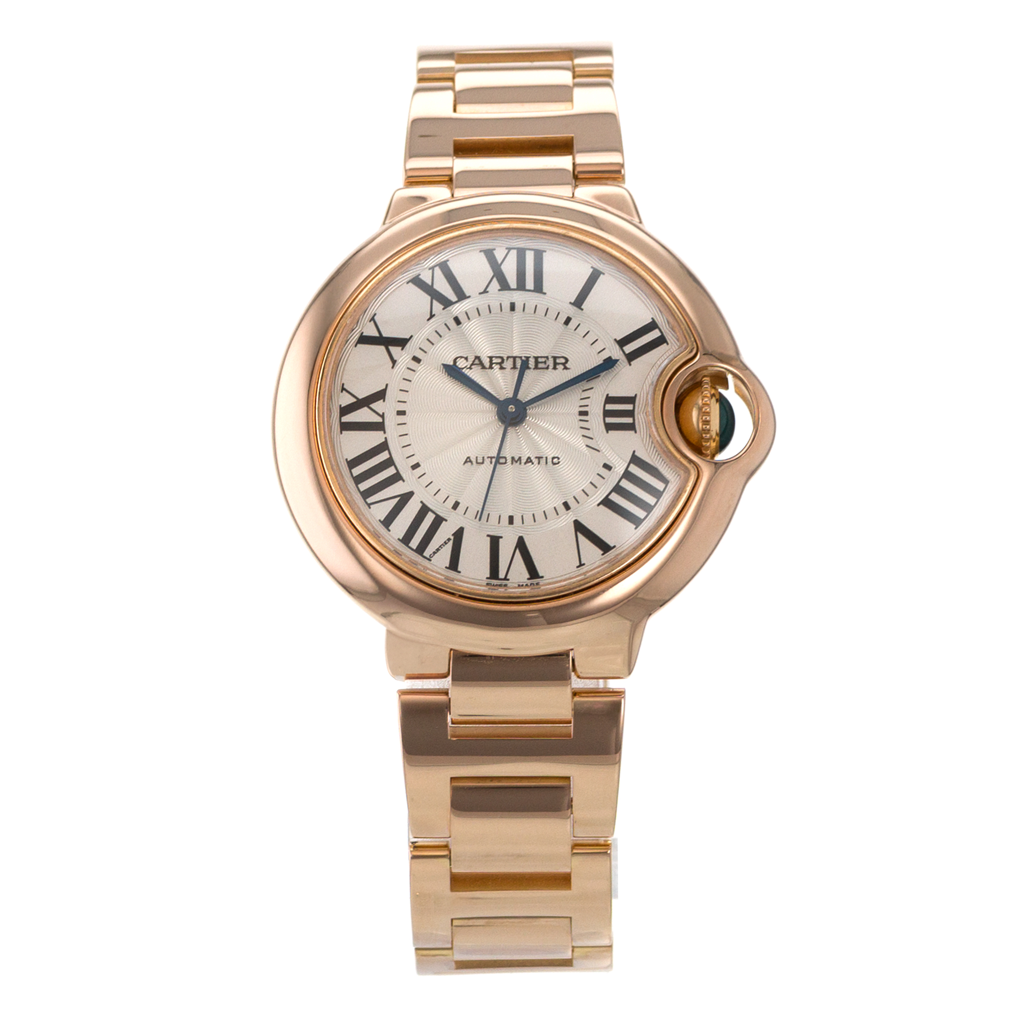 Cartier Ballon Bleu 33mm W6920068 3490 Silver Roman 18k Rose Gold Ladies Watch thumbnail 2