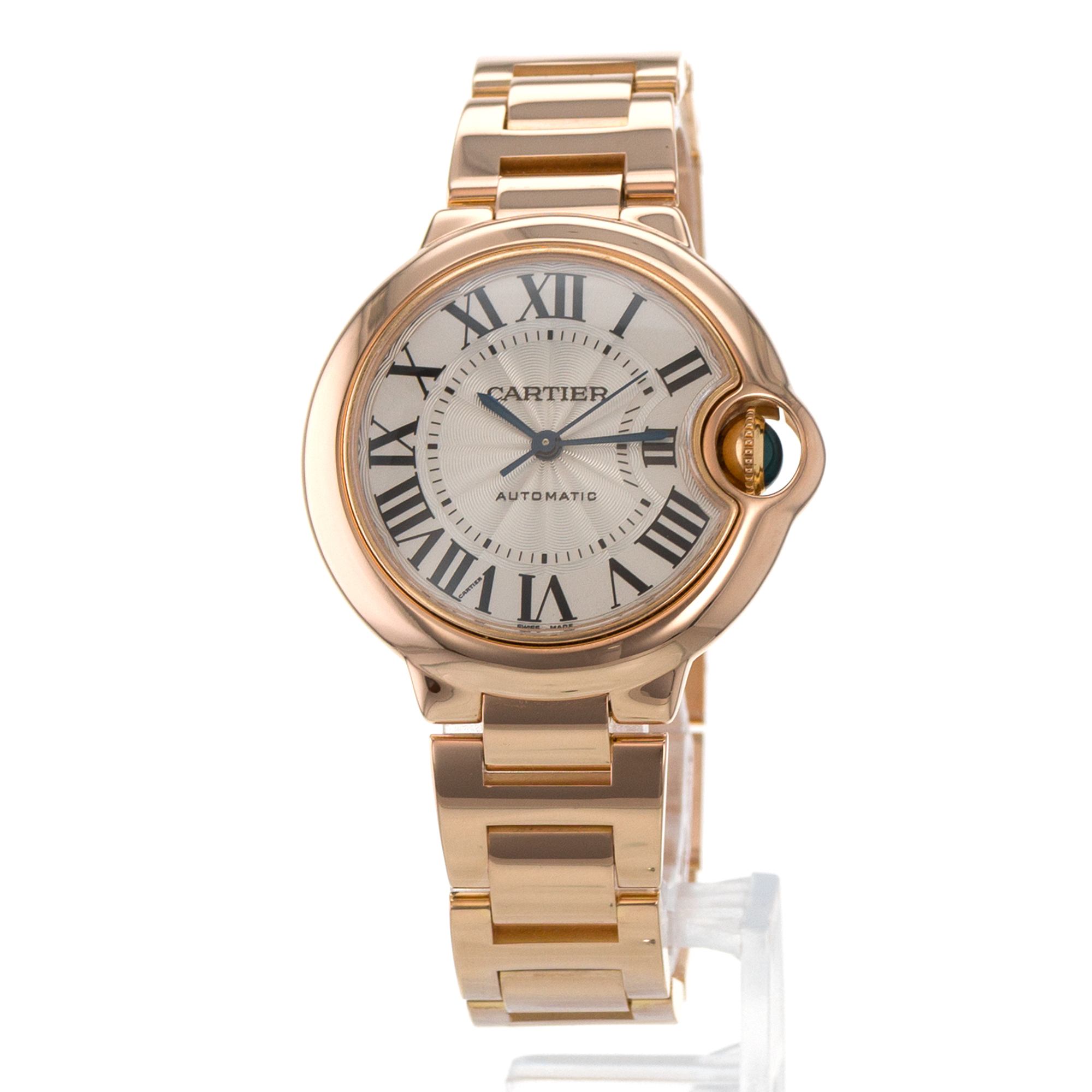 Cartier Ballon Bleu 33mm W6920068 3490 Silver Roman 18k Rose Gold Ladies Watch thumbnail 3