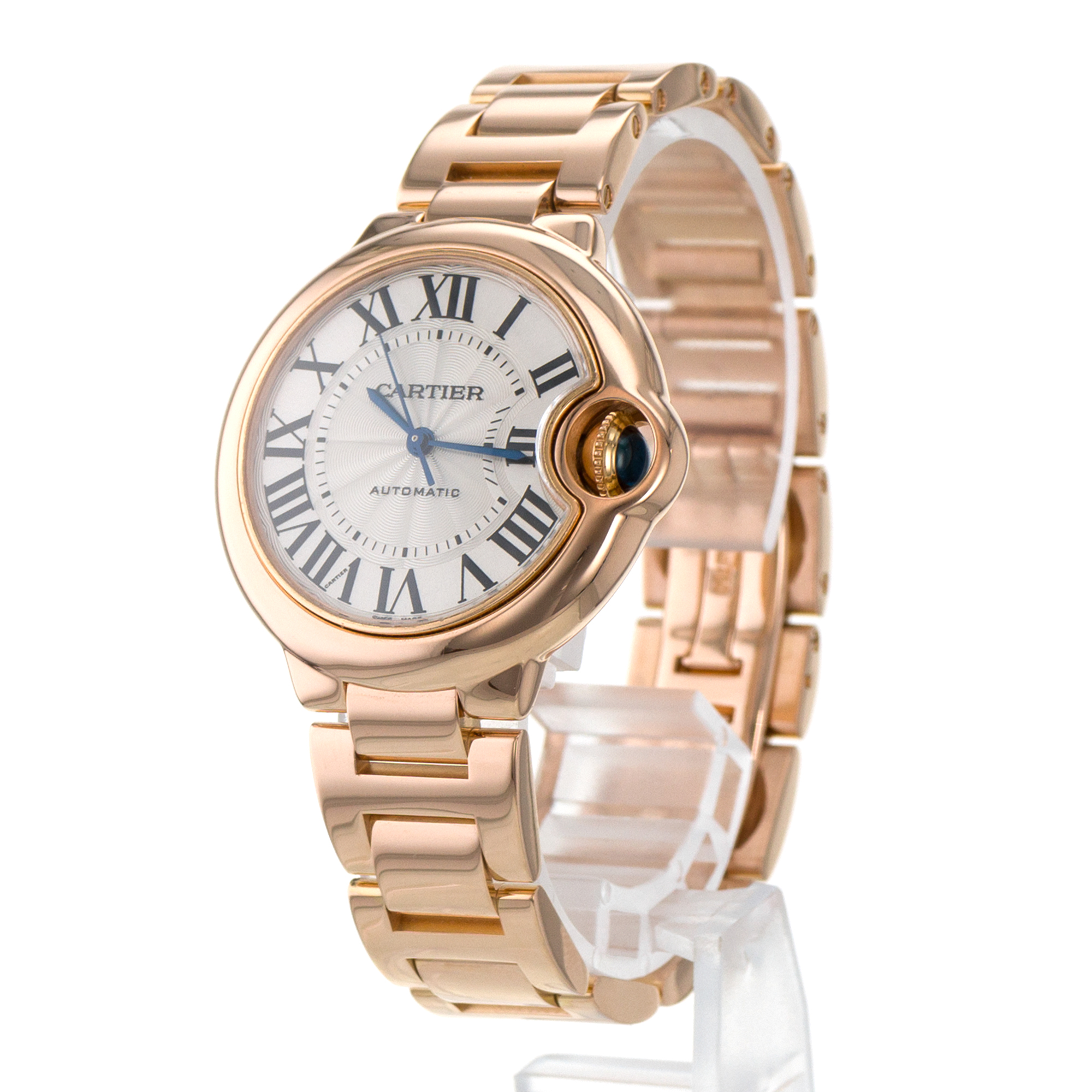 Cartier Ballon Bleu 33mm W6920068 3490 Silver Roman 18k Rose Gold Ladies Watch thumbnail 4