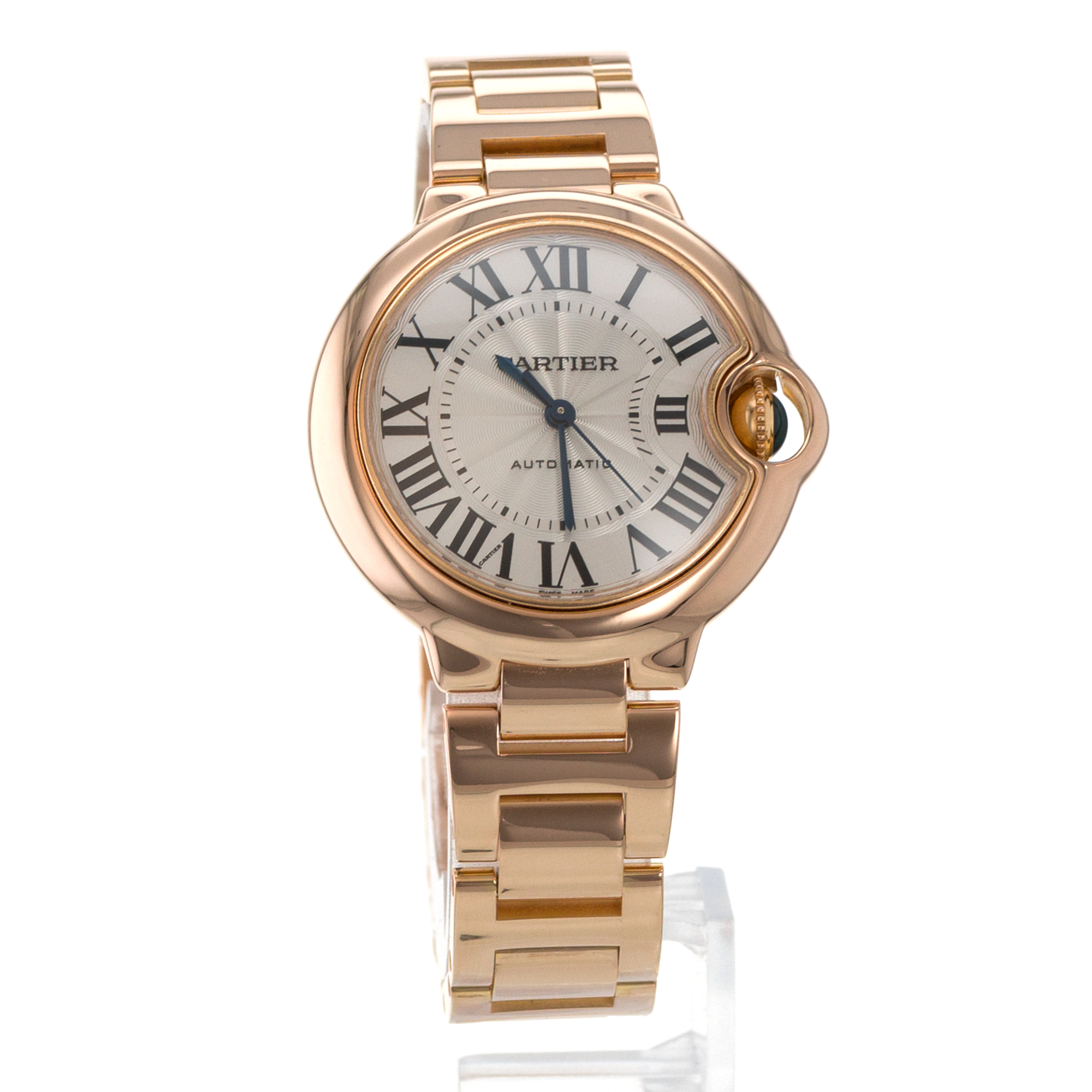 Cartier Ballon Bleu 33mm W6920068 3490 Silver Roman 18k Rose Gold Ladies Watch thumbnail 8