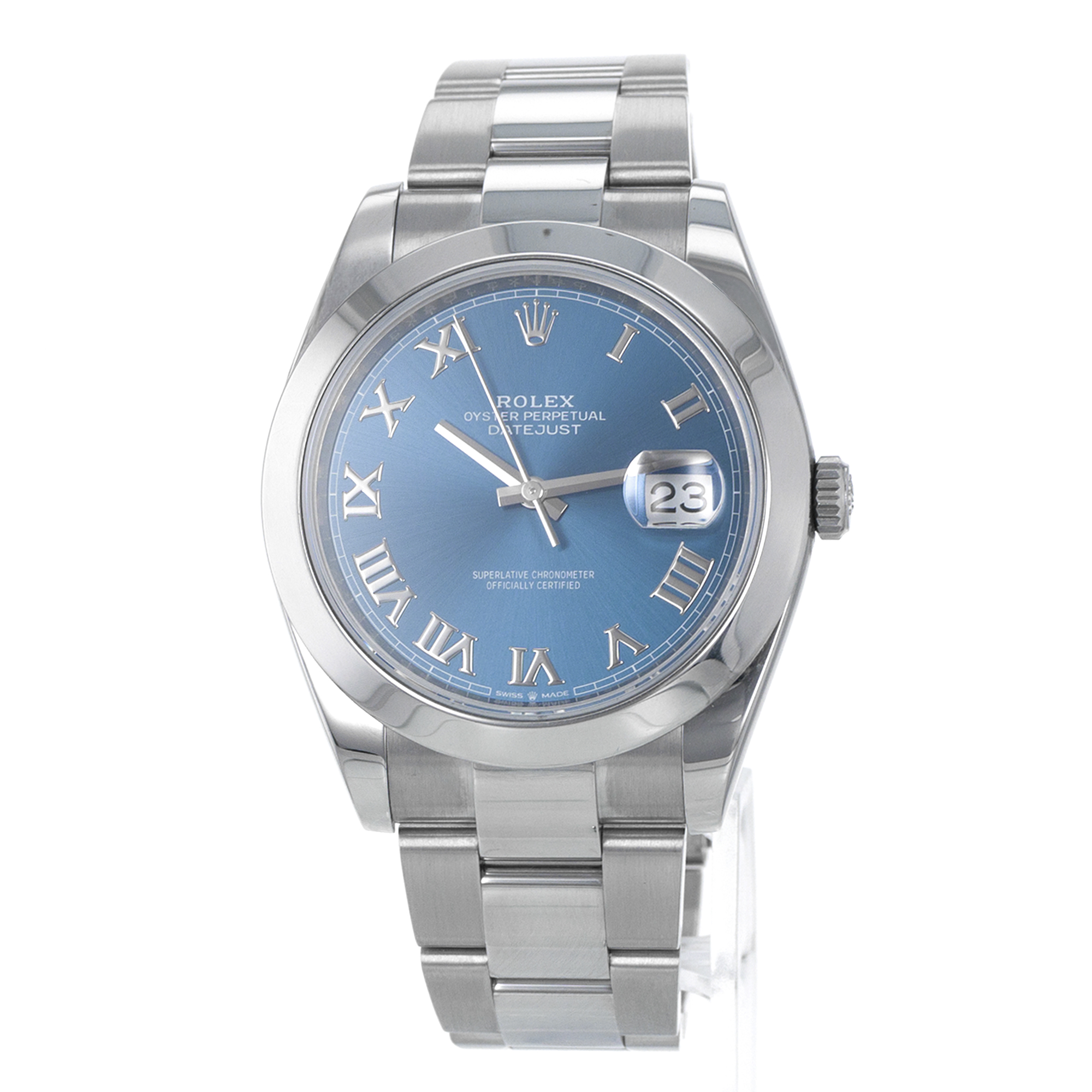 Rolex Datejust 41 126300 Blue Roman Smooth Steel Oyster Automatic Mens Watch thumbnail 4