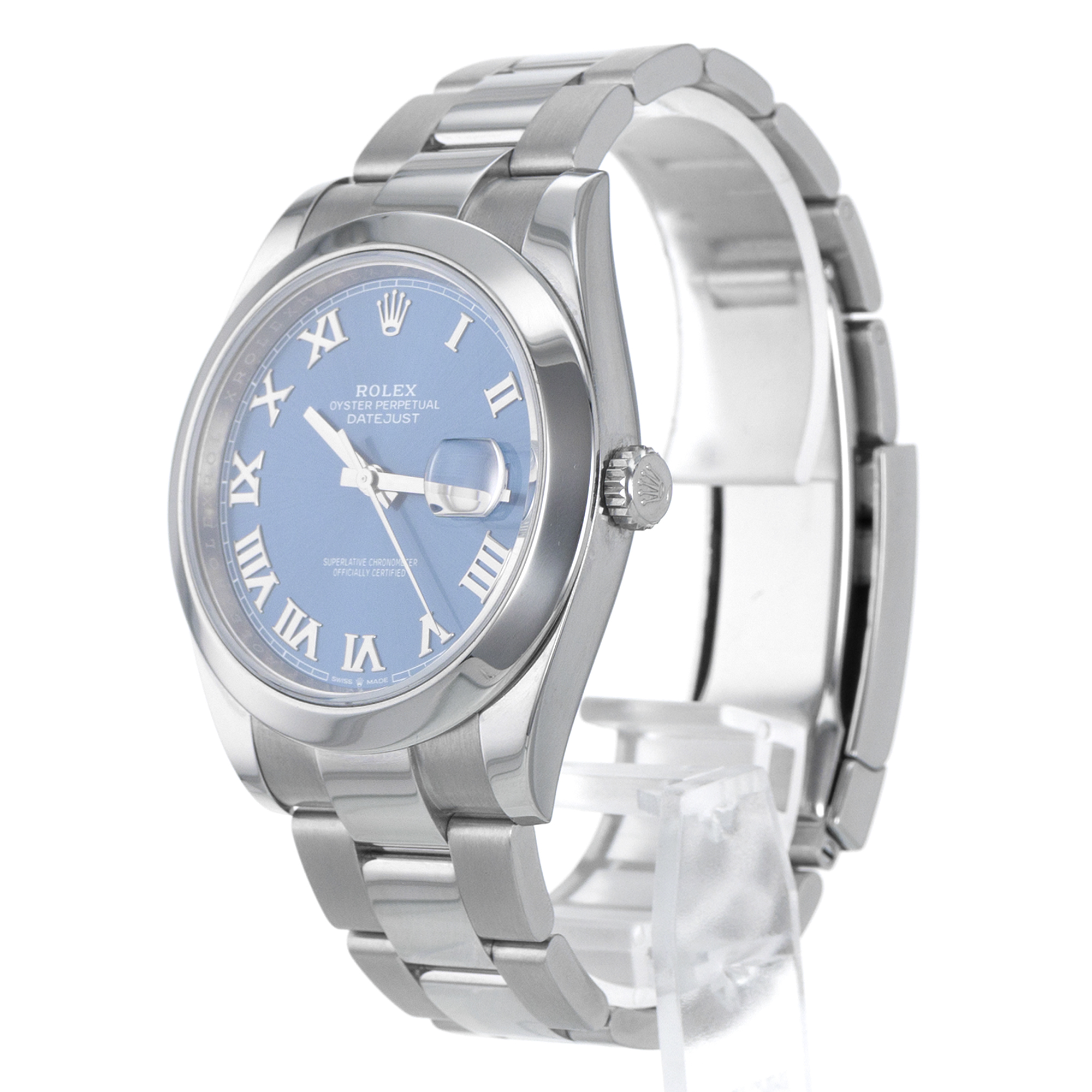 Rolex Datejust 41 126300 Blue Roman Smooth Steel Oyster Automatic Mens Watch thumbnail 5