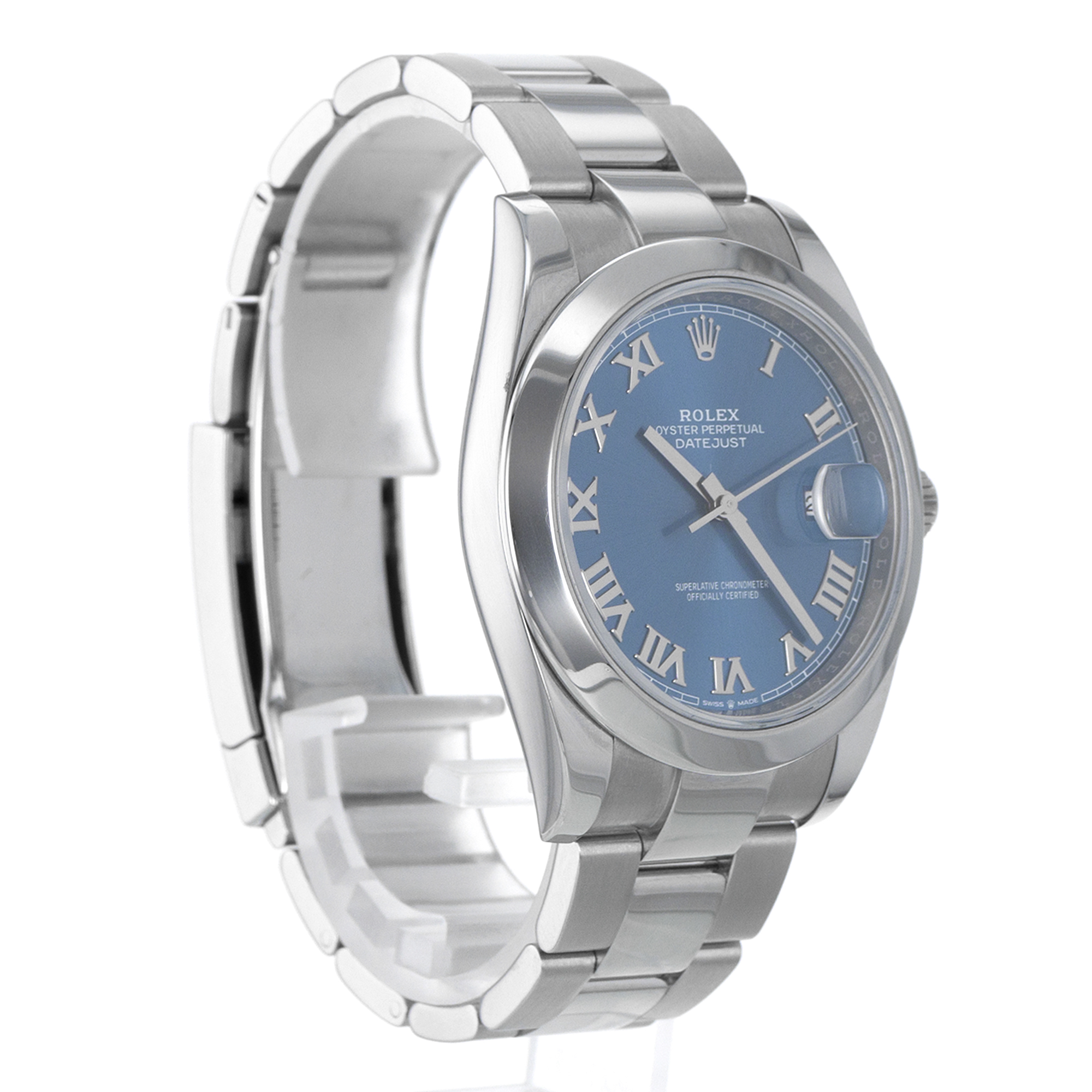 Rolex Datejust 41 126300 Blue Roman Smooth Steel Oyster Automatic Mens Watch thumbnail 8