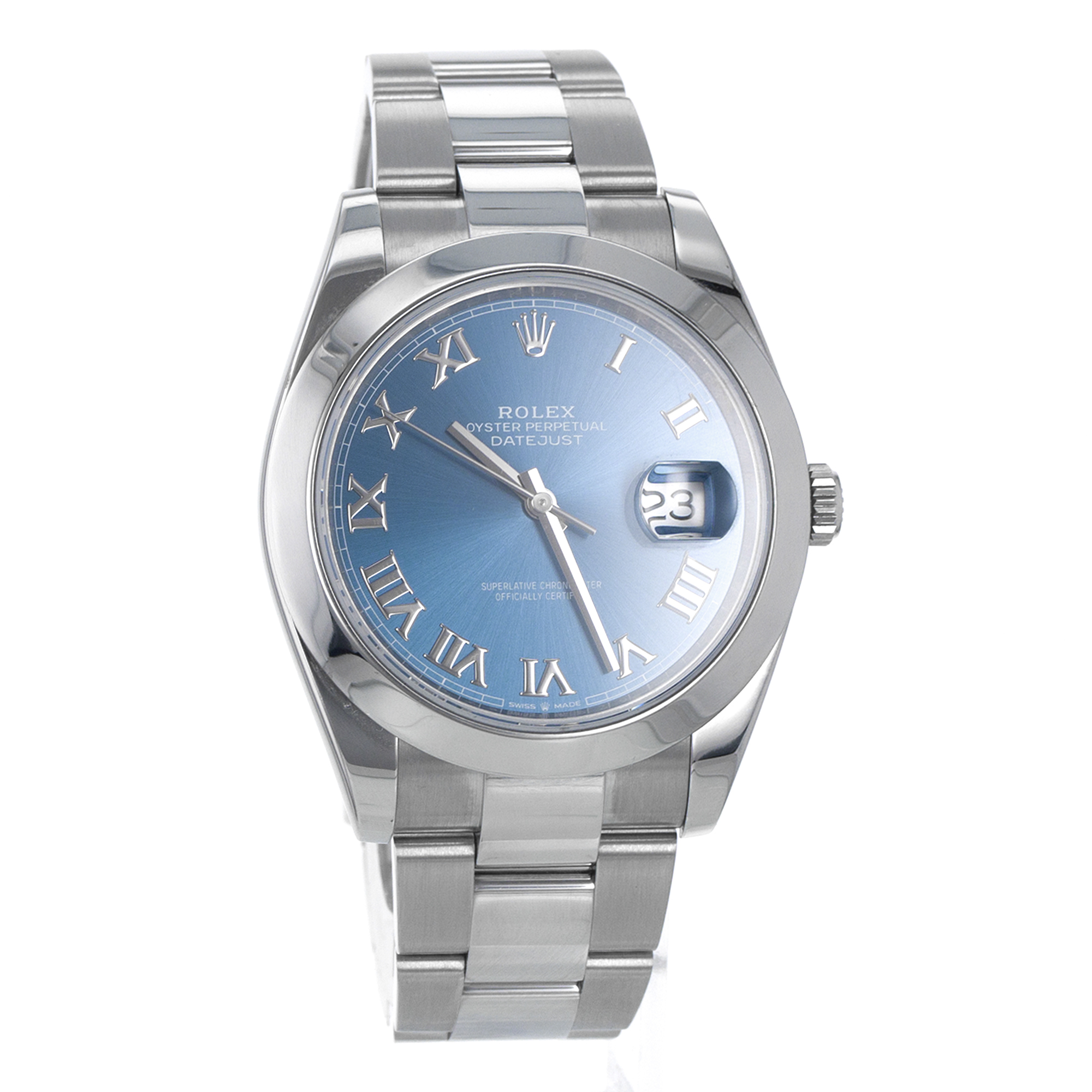 Rolex Datejust 41 126300 Blue Roman Smooth Steel Oyster Automatic Mens Watch thumbnail 9