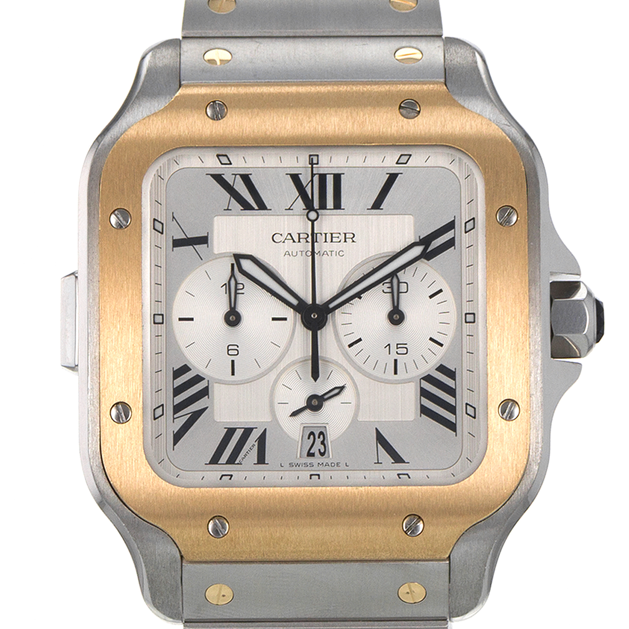 Cartier Santos W2SA0008 4183 Chronograph 43mm Steel Gold Automatic Mens Watch thumbnail 1