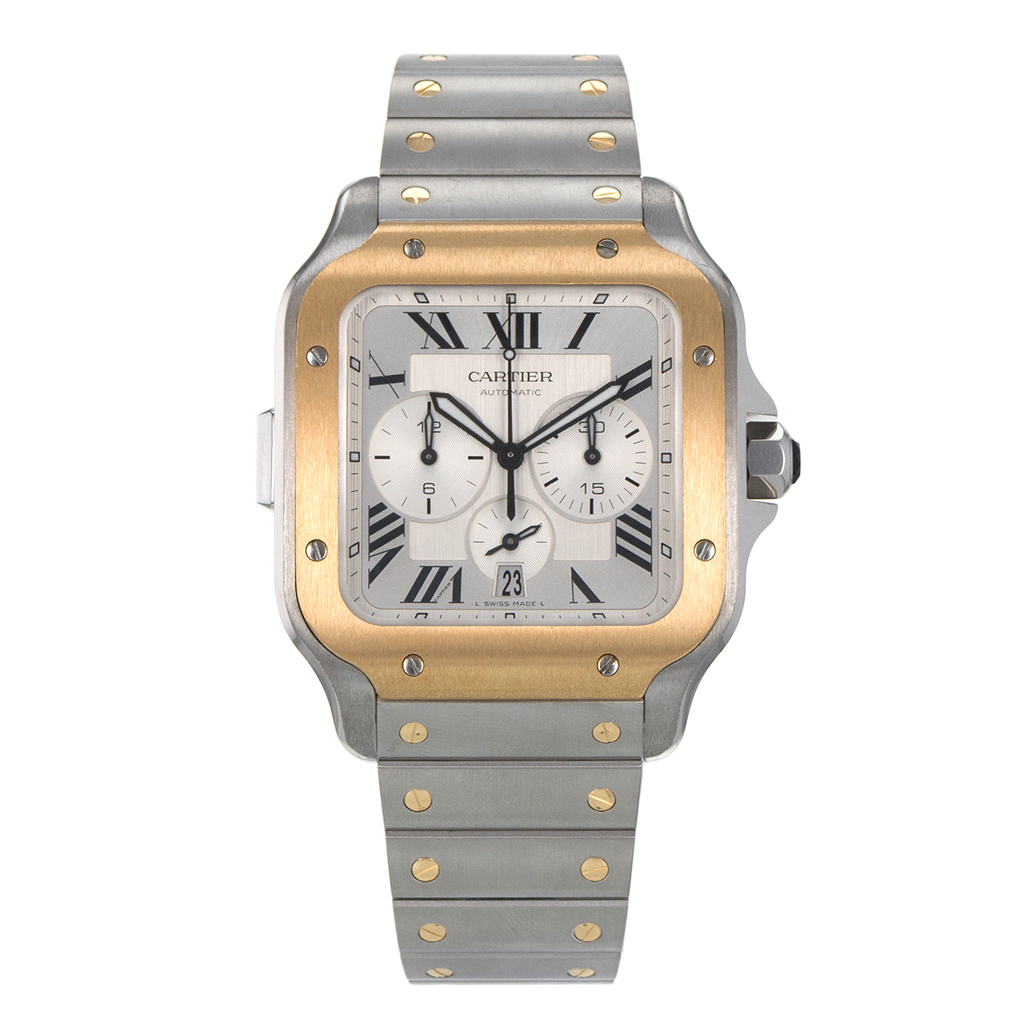 Cartier Santos W2SA0008 4183 Chronograph 43mm Steel Gold Automatic Mens Watch thumbnail 2