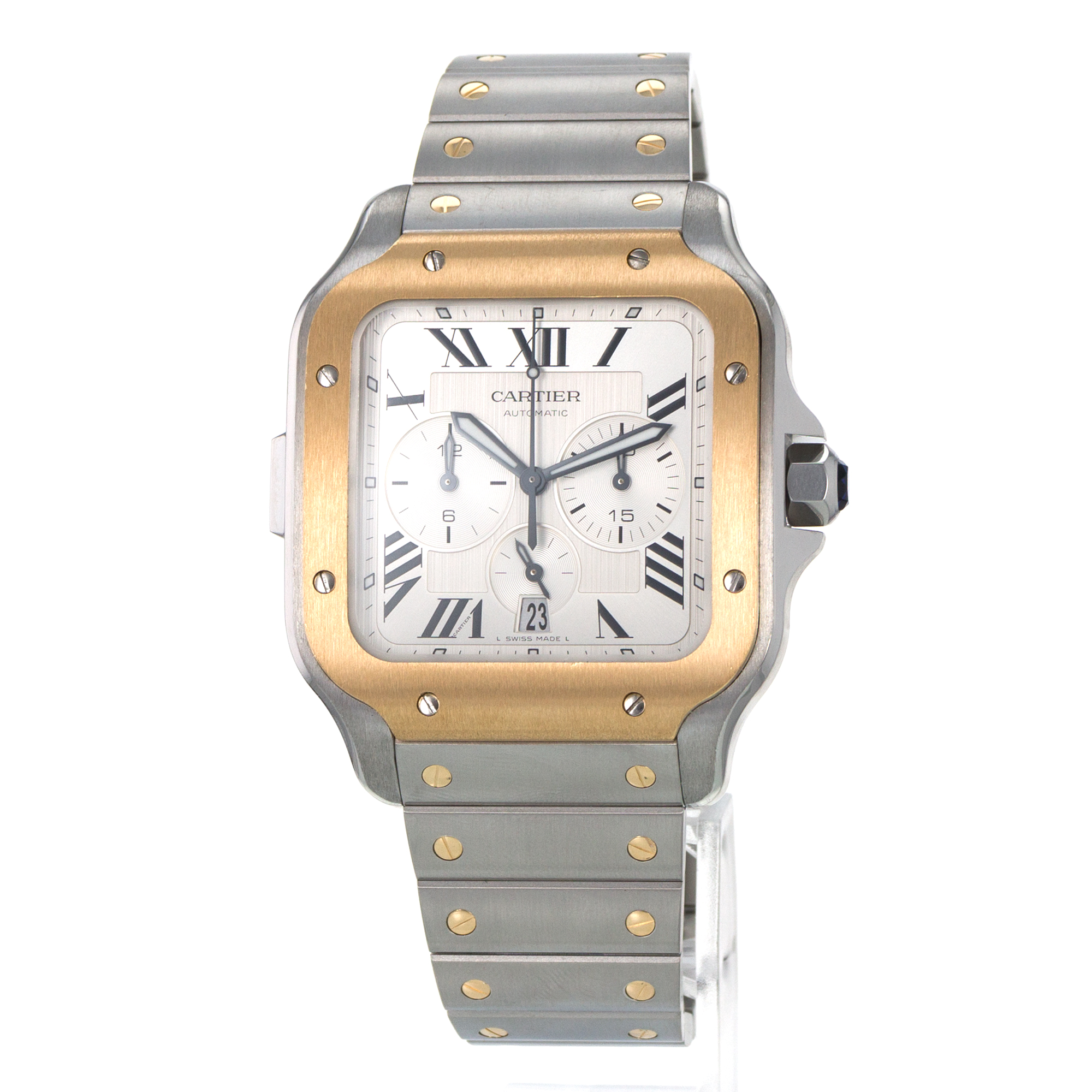 Cartier Santos W2SA0008 4183 Chronograph 43mm Steel Gold Automatic Mens Watch thumbnail 4