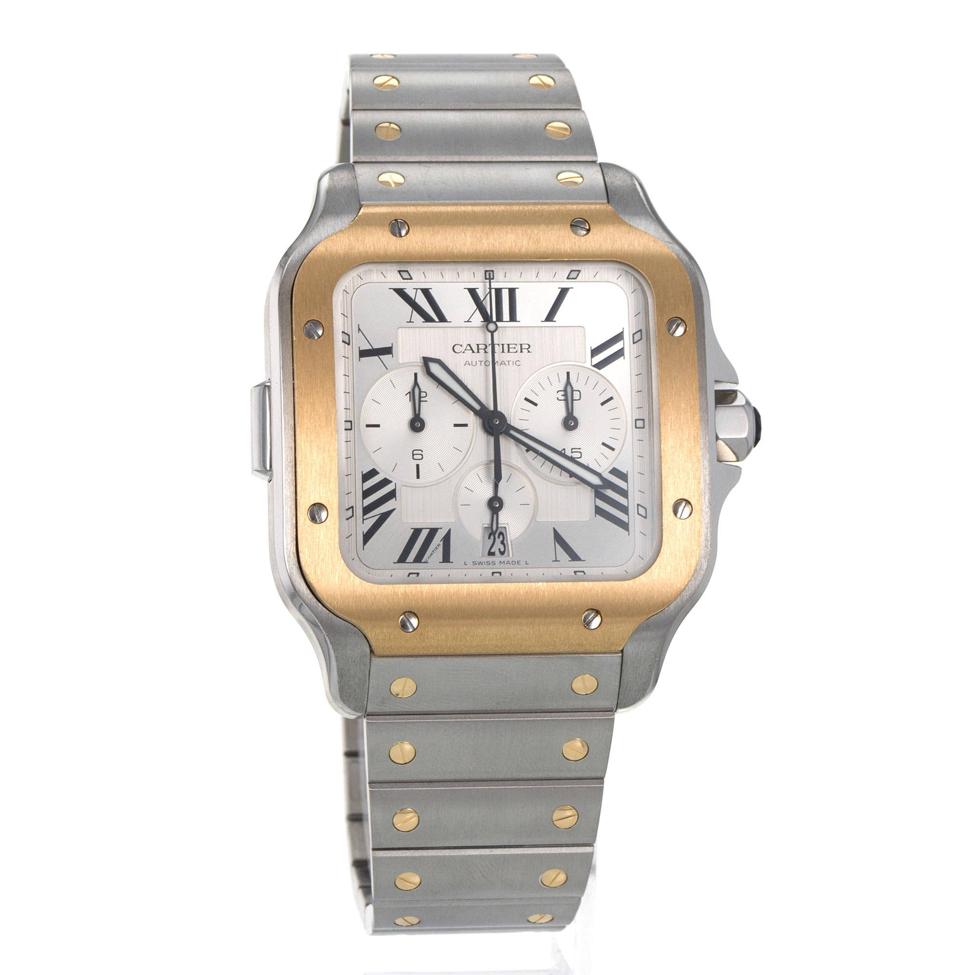 Cartier Santos W2SA0008 4183 Chronograph 43mm Steel Gold Automatic Mens Watch thumbnail 9