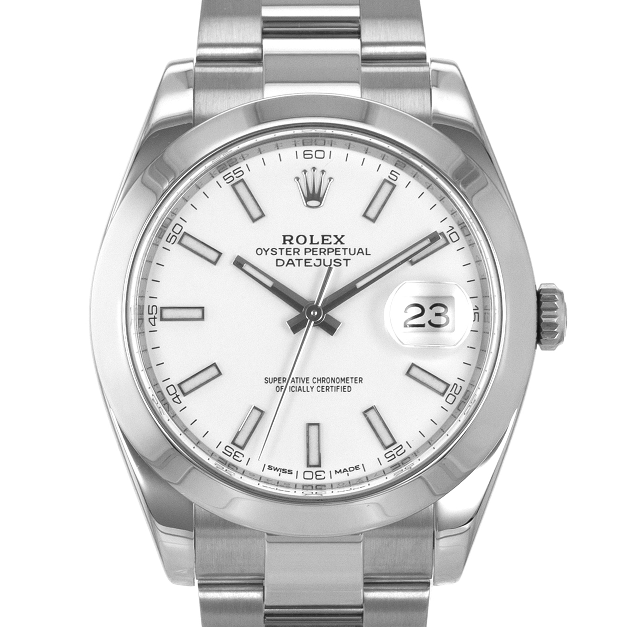 Rolex Datejust 41 126300 White Stick Smooth Stainless Steel Oyster Mens Watch thumbnail 1