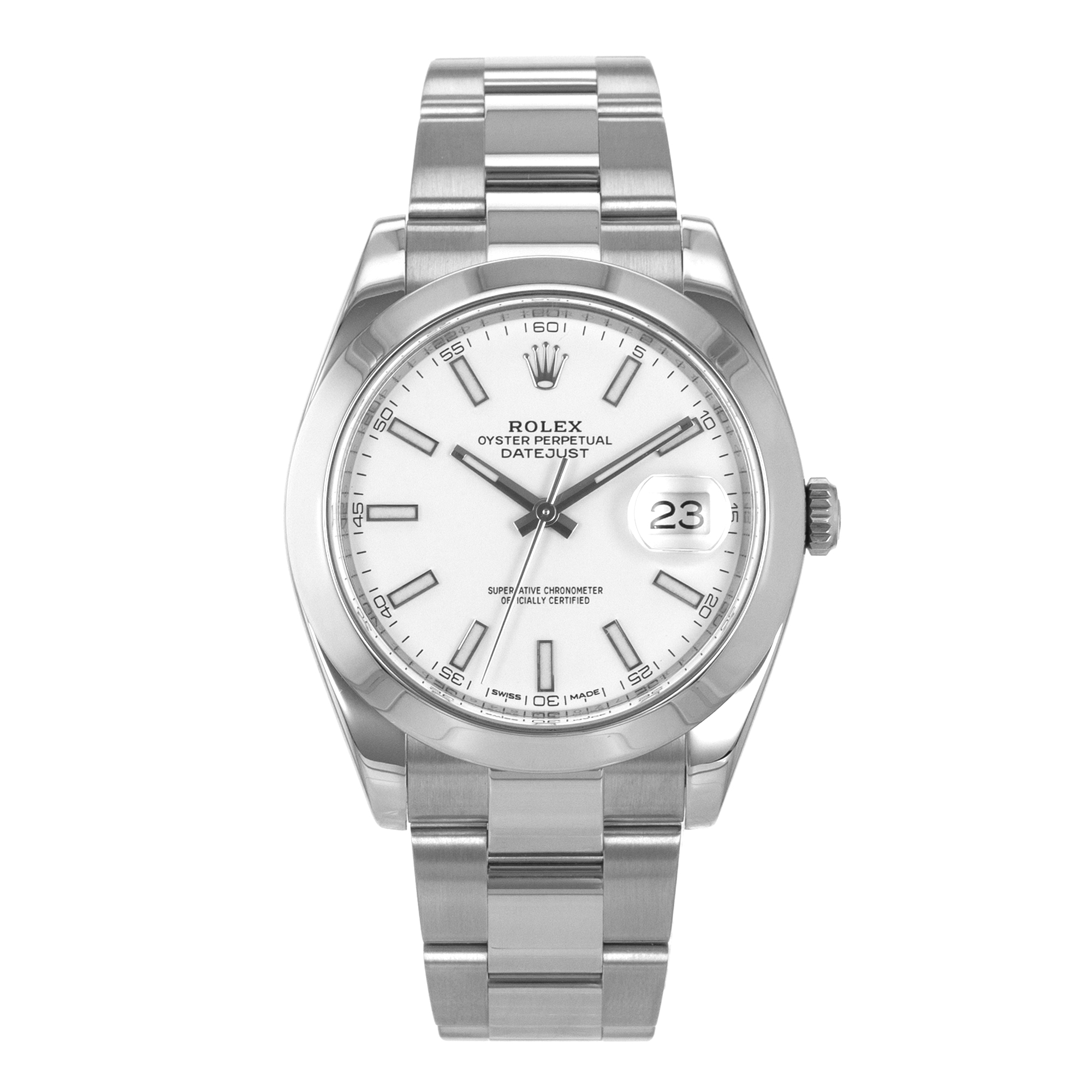 Rolex Datejust 41 126300 White Stick Smooth Stainless Steel Oyster Mens Watch thumbnail 2