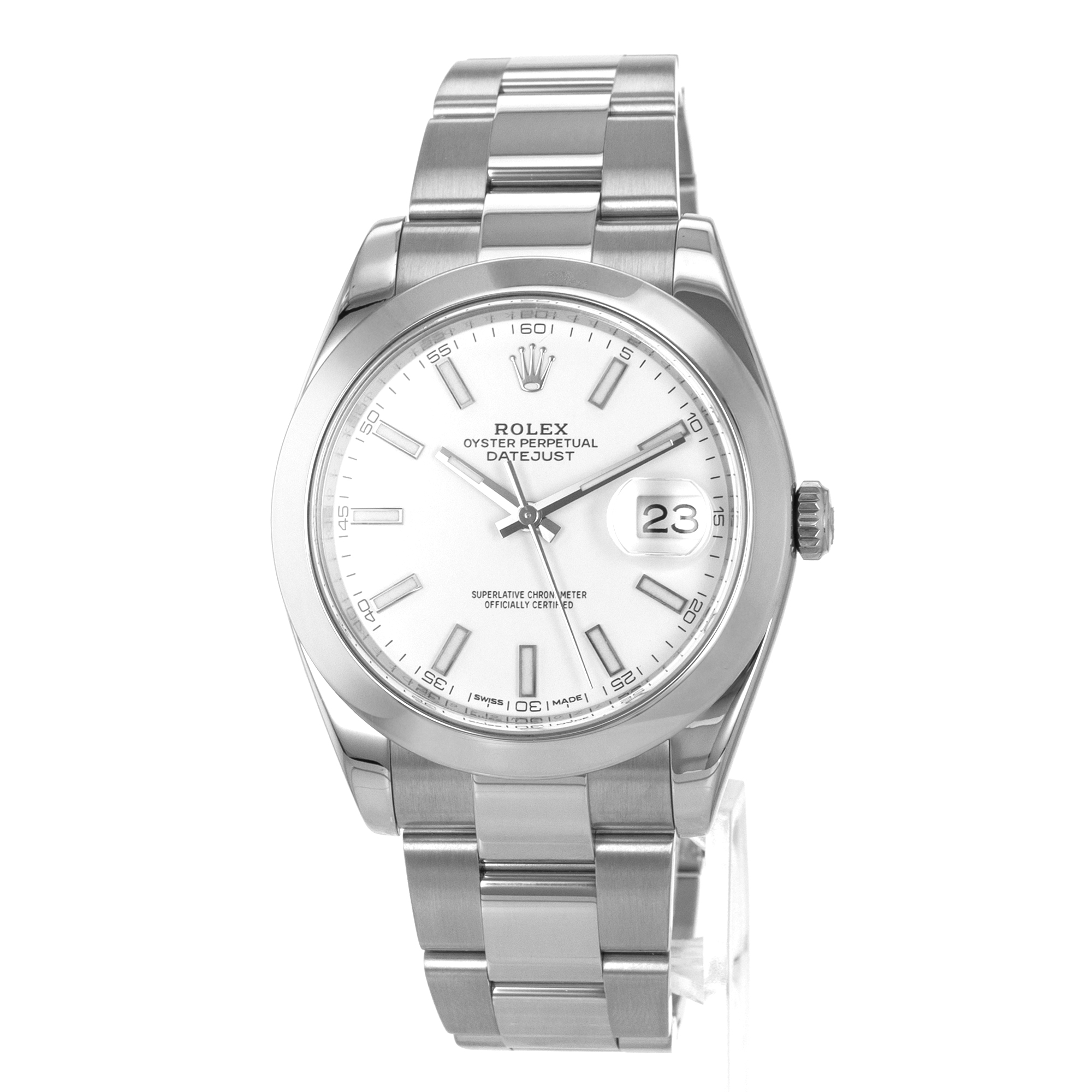 Rolex Datejust 41 126300 White Stick Smooth Stainless Steel Oyster Mens Watch thumbnail 3