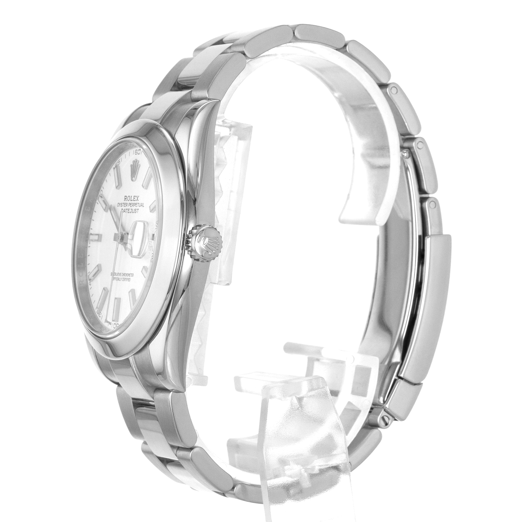 Rolex Datejust 41 126300 White Stick Smooth Stainless Steel Oyster Mens Watch thumbnail 5