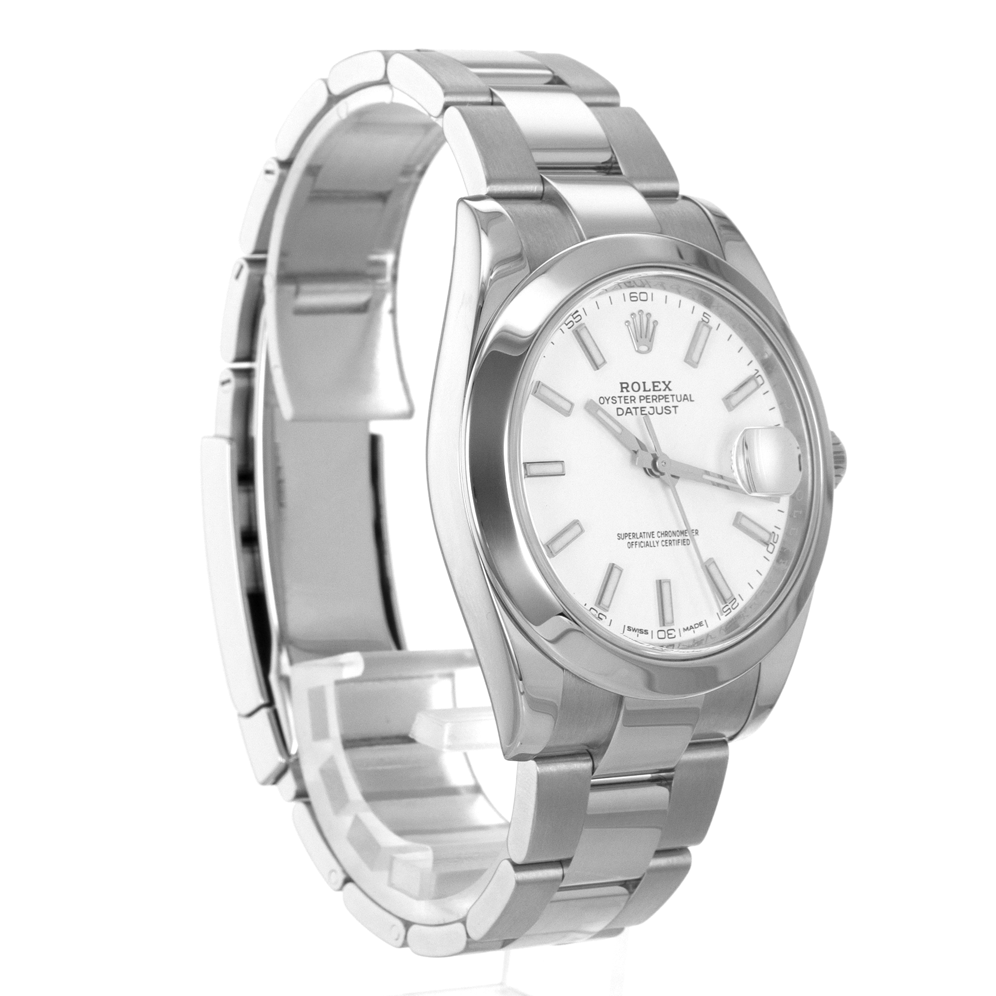 Rolex Datejust 41 126300 White Stick Smooth Stainless Steel Oyster Mens Watch thumbnail 7