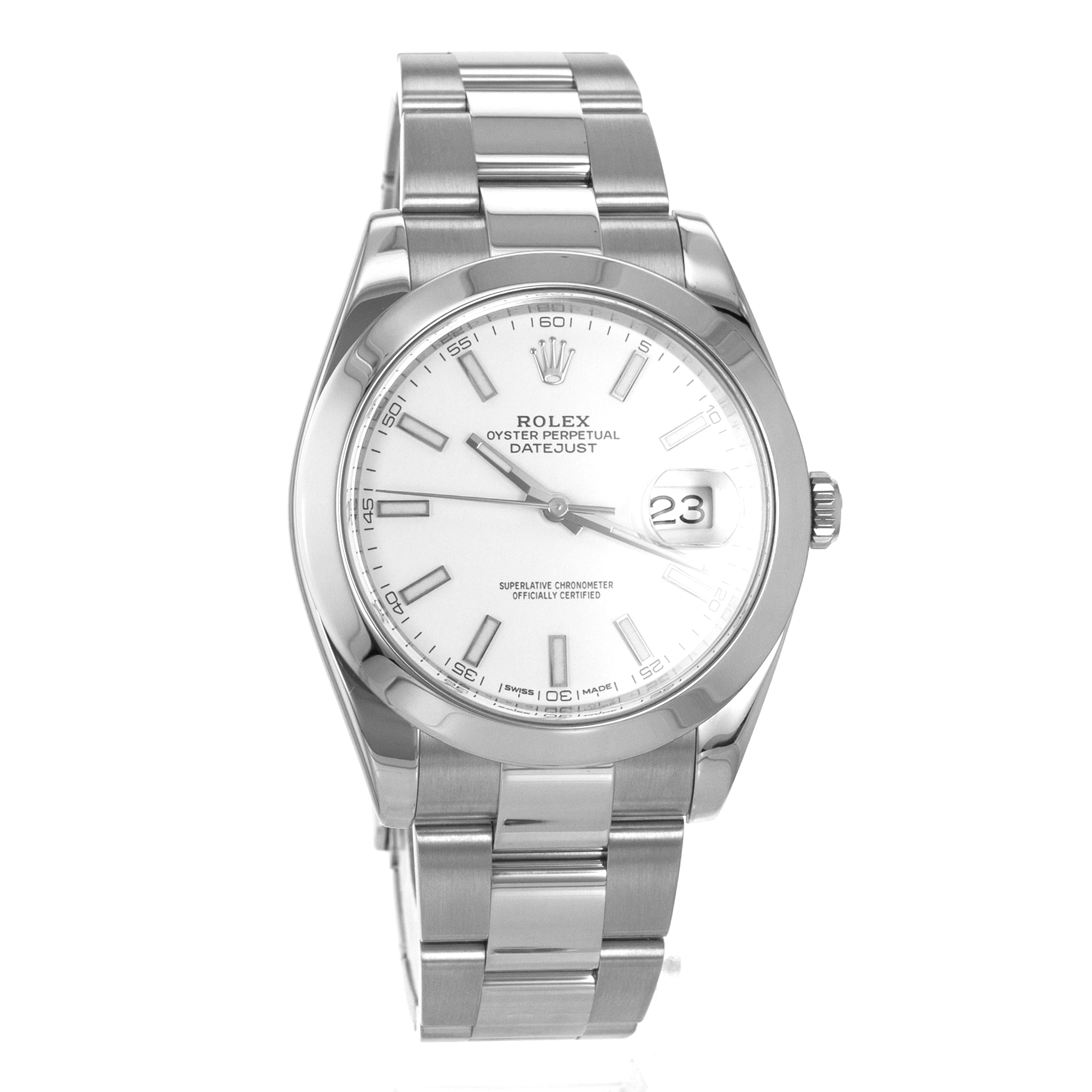Rolex Datejust 41 126300 White Stick Smooth Stainless Steel Oyster Mens Watch thumbnail 8