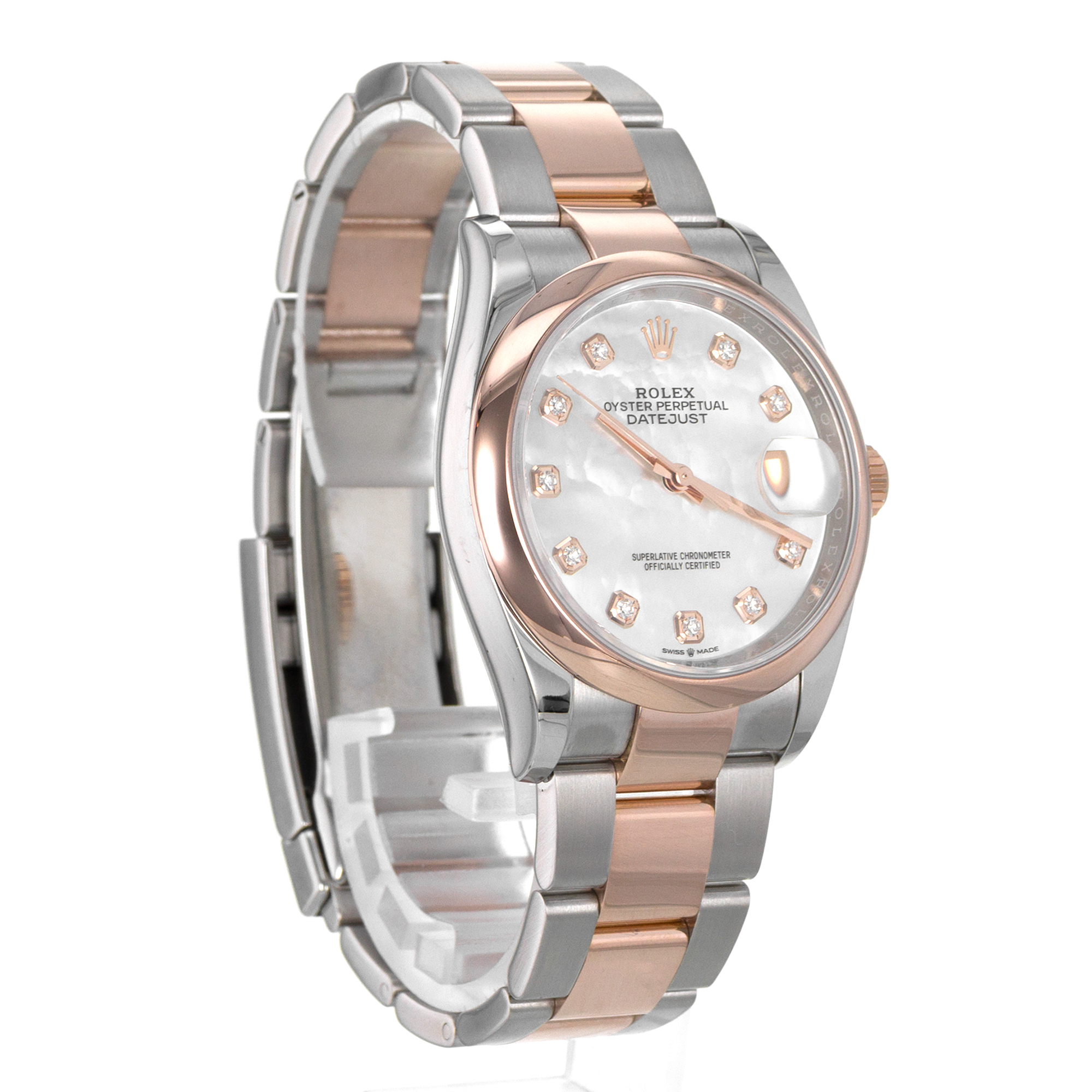 Rolex Datejust 36 126201 Diamond Mother of Pearl Steel 18k Rose Mens Watch 2018 thumbnail 8