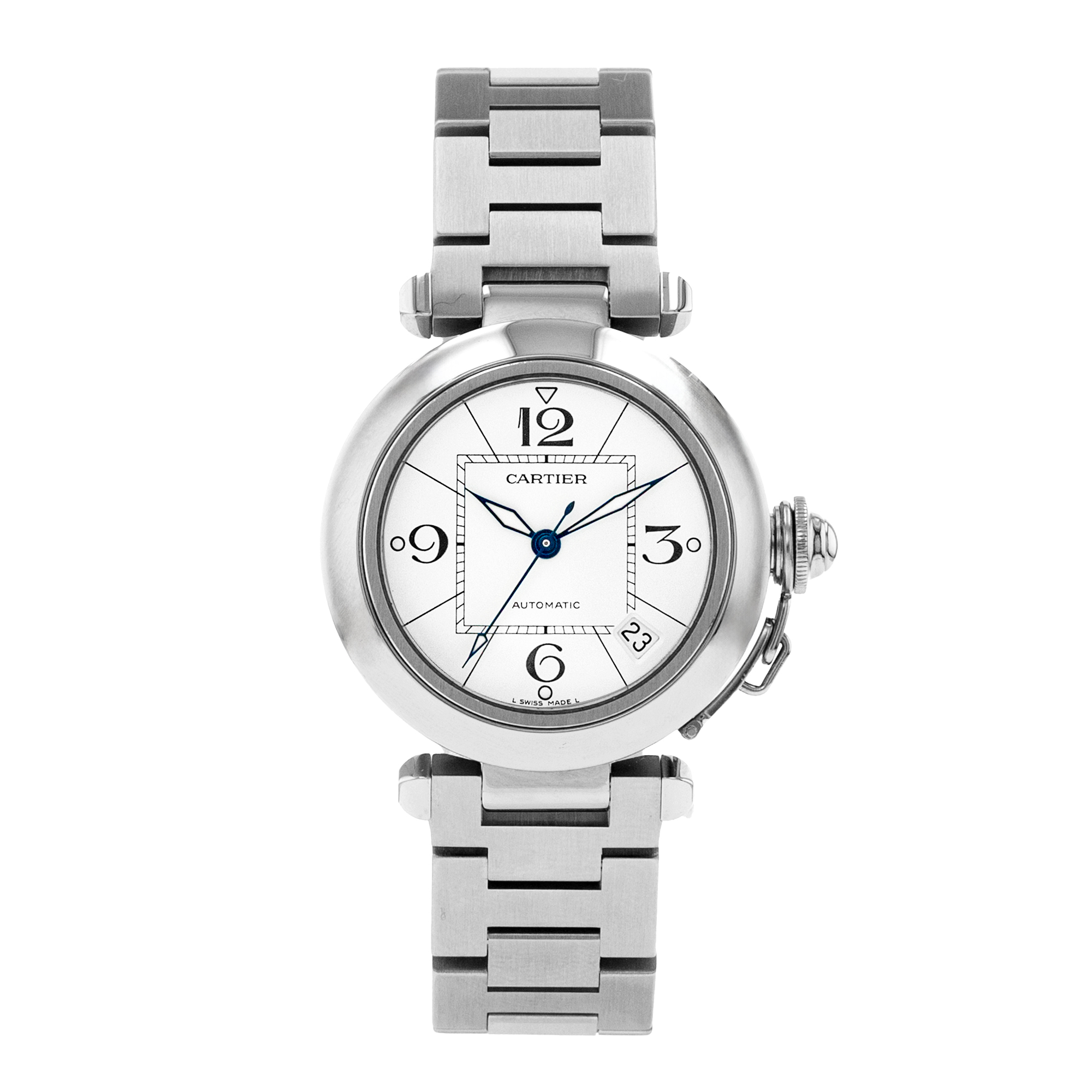 Cartier Pasha W31074M7 2324 35mm White Arabic Steel Smooth Automatic Mens Watch thumbnail 2