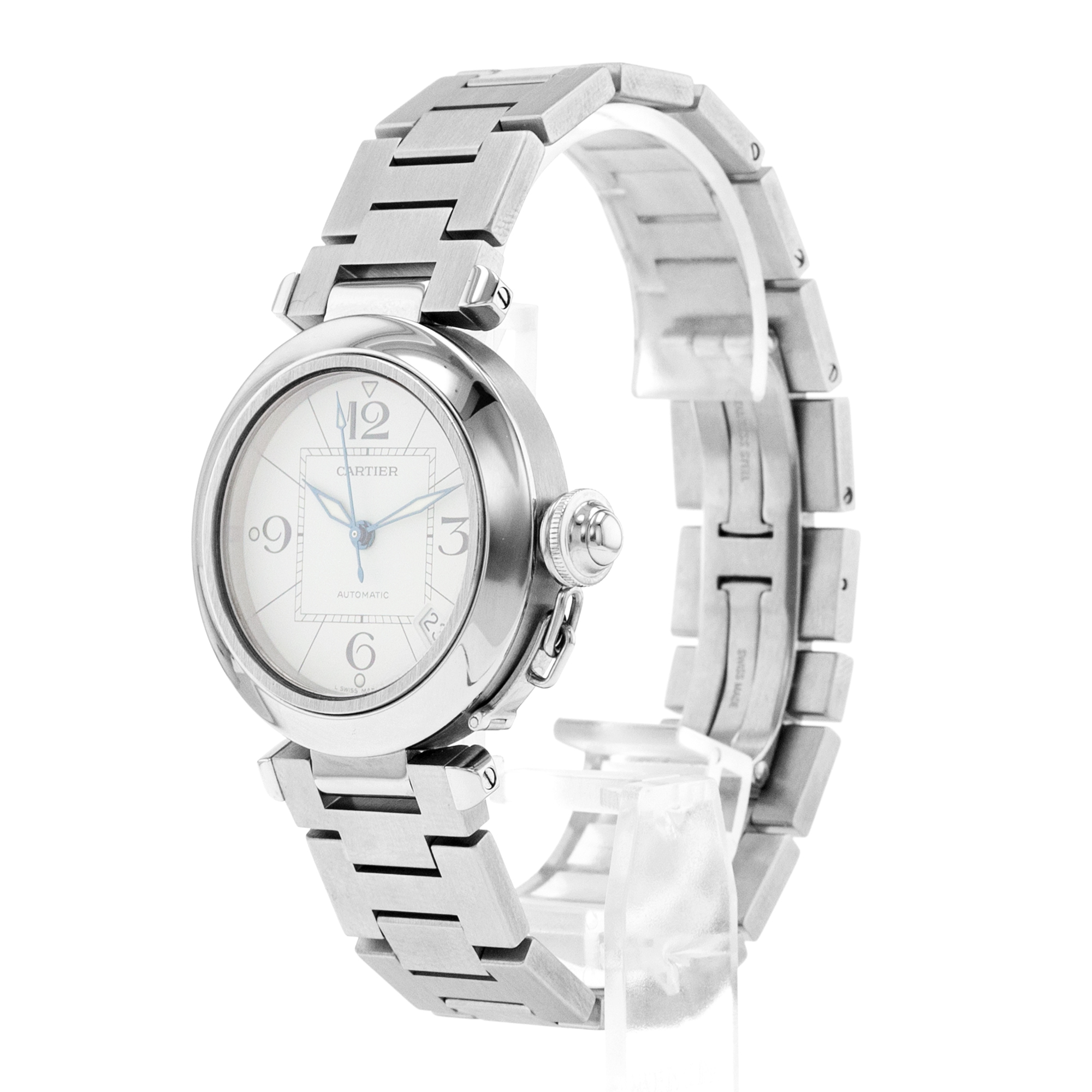 Cartier Pasha W31074M7 2324 35mm White Arabic Steel Smooth Automatic Mens Watch thumbnail 4